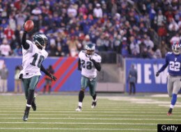 Desean Jackson looks back on the trail of dead he leaves behind as he enters the endzone with :00 showing on the game clock