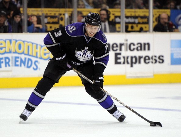 LOS ANGELES, CA - DECEMBER 11:  Jack Johnson #3 of the Los Angeles Kings takes a shot from the point against the Minnesota Wild during the game at the Staples Center on December 11, 2010 in Los Angeles, California.  (Photo by Harry How/Getty Images)