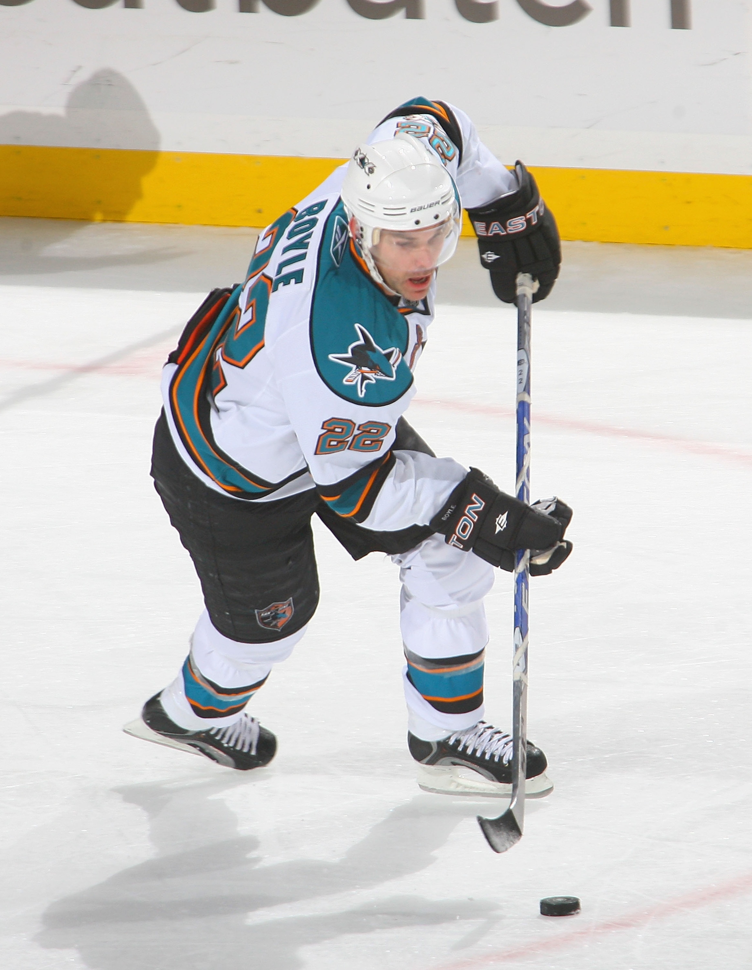 BUFFALO, NY - DECEMBER 09: Dan Boyle #22 of the San Jose Sharks skates against the Buffalo Sabres  at HSBC Arena on December 9, 2010 in Buffalo, New York. Buffalo won 6-3.  (Photo by Rick Stewart/Getty Images)