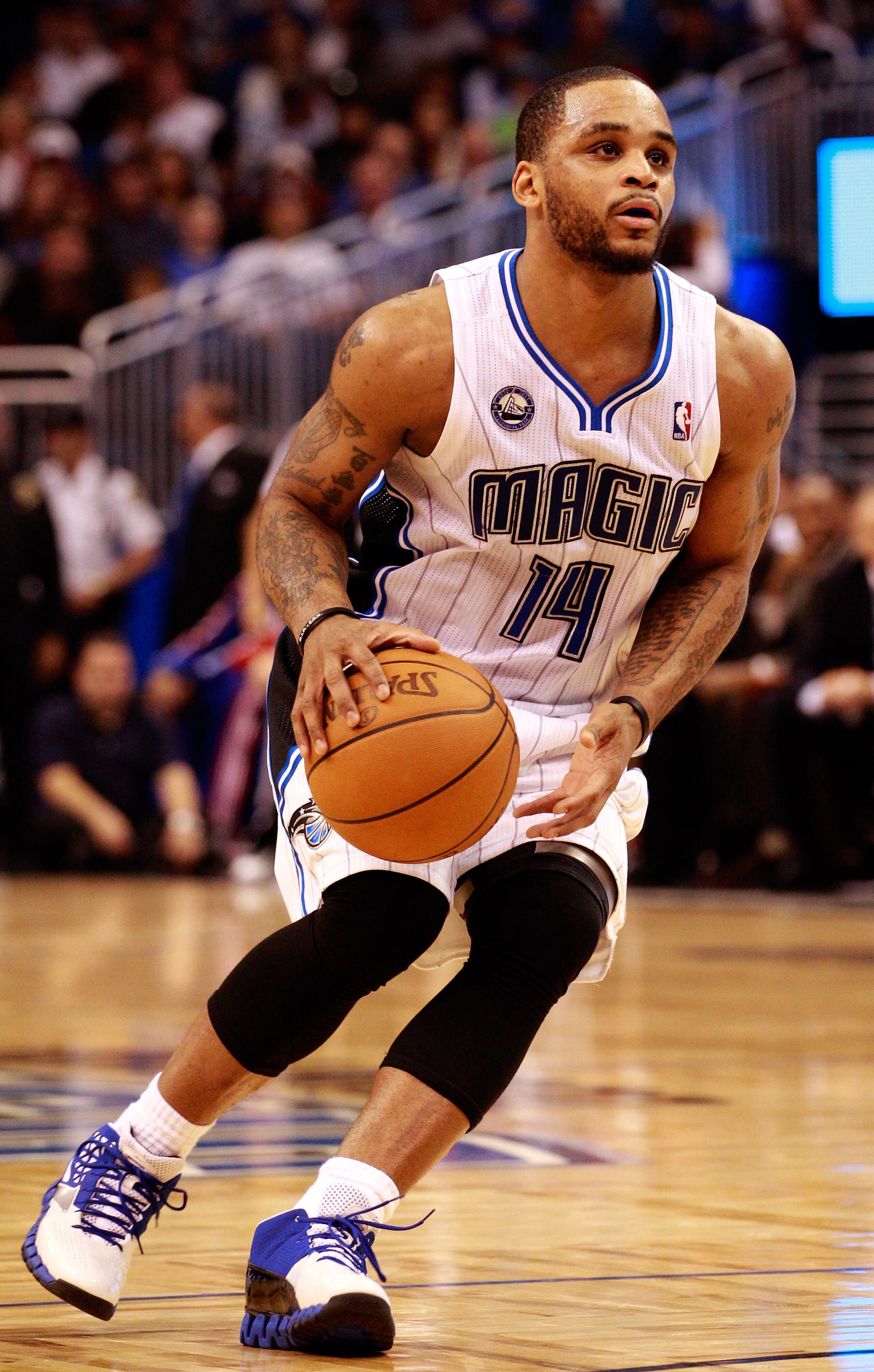 ORLANDO, FL - DECEMBER 18:  Jameer Nelson #14 of the Orlando Magic looks to pass against the Philadelphia 76ers during the game at Amway Arena on December 18, 2010 in Orlando, Florida.  NOTE TO USER: User expressly acknowledges and agrees that, by downloa