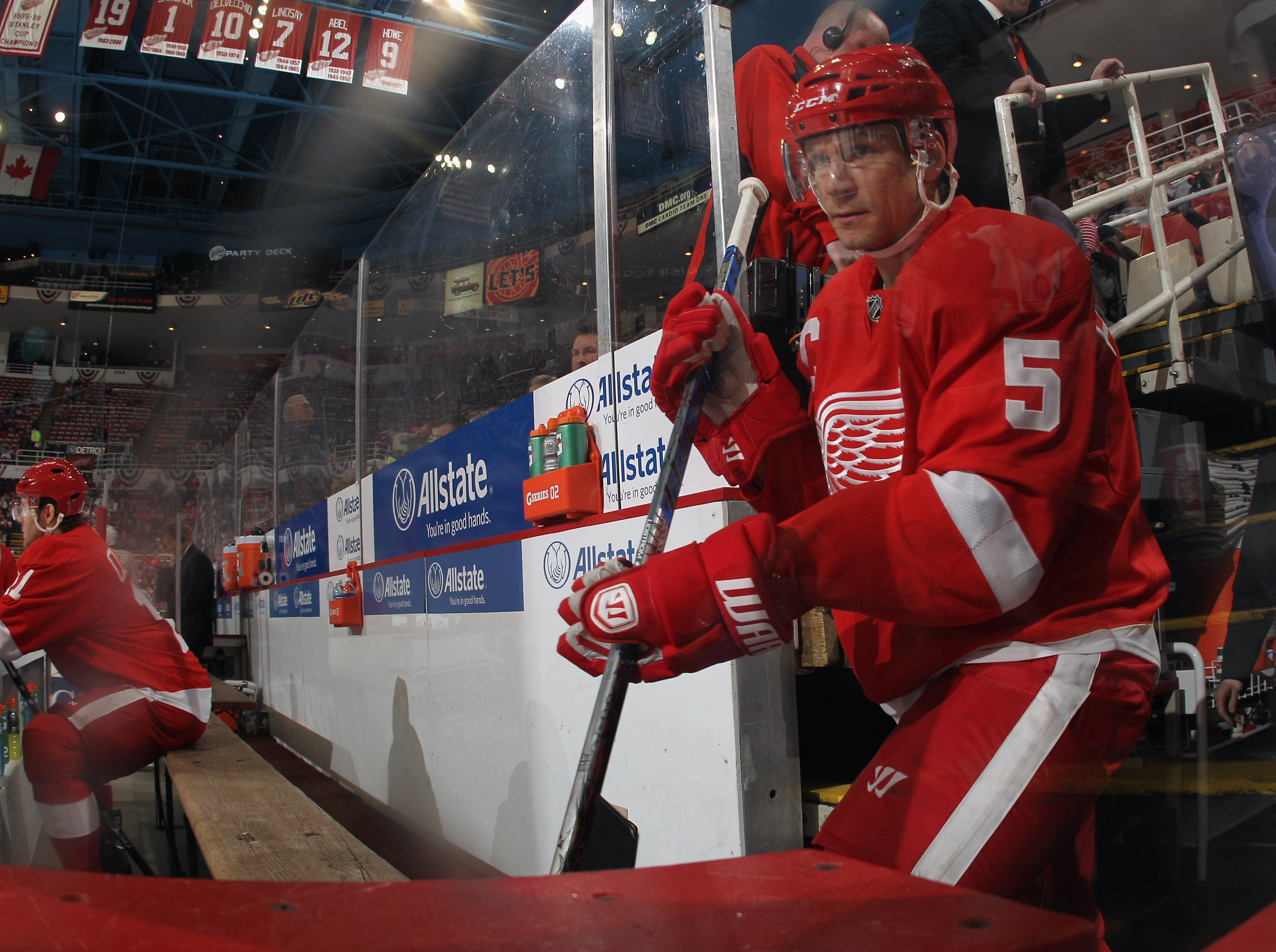 DETROIT, MI - DECEMBER 08: Nicklas Lidstrom #5 of the Detroit Red Wings walks out to play against the Nashville Predators at the Joe Louis Arena on December 8, 2010 in Detroit, Michigan. The Predators defeated the Red Wings 3-2.  (Photo by Bruce Bennett/G