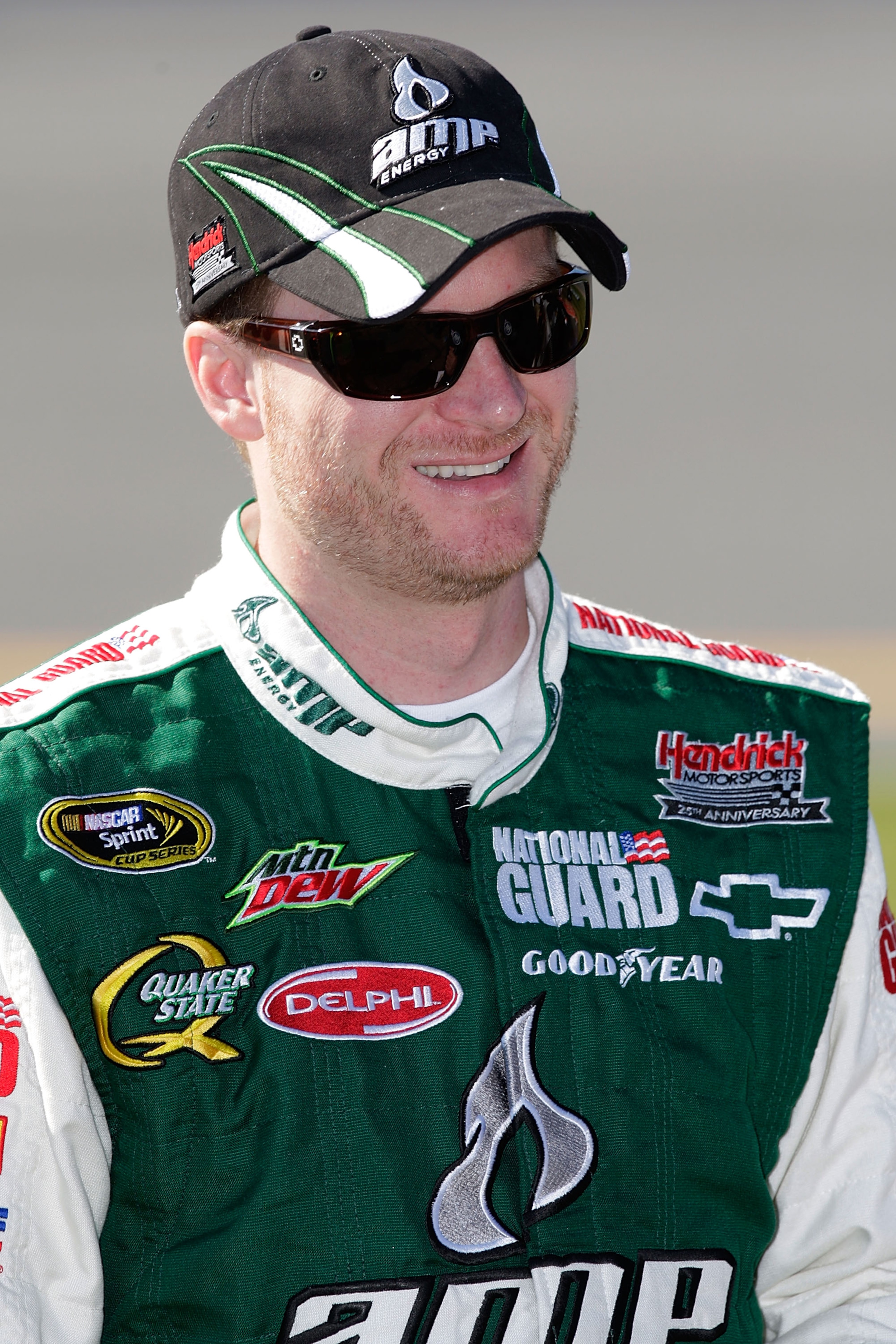 DAYTONA BEACH, FL - FEBRUARY 08:  Dale Earnhardt Jr driver of the #88 AMP / National Guard Chevrolet during qualifying for the NASCAR Sprint Cup Series Daytona 500 at Daytona International Speedway on February 8, 2009 in Daytona Beach, Florida.  (Photo by
