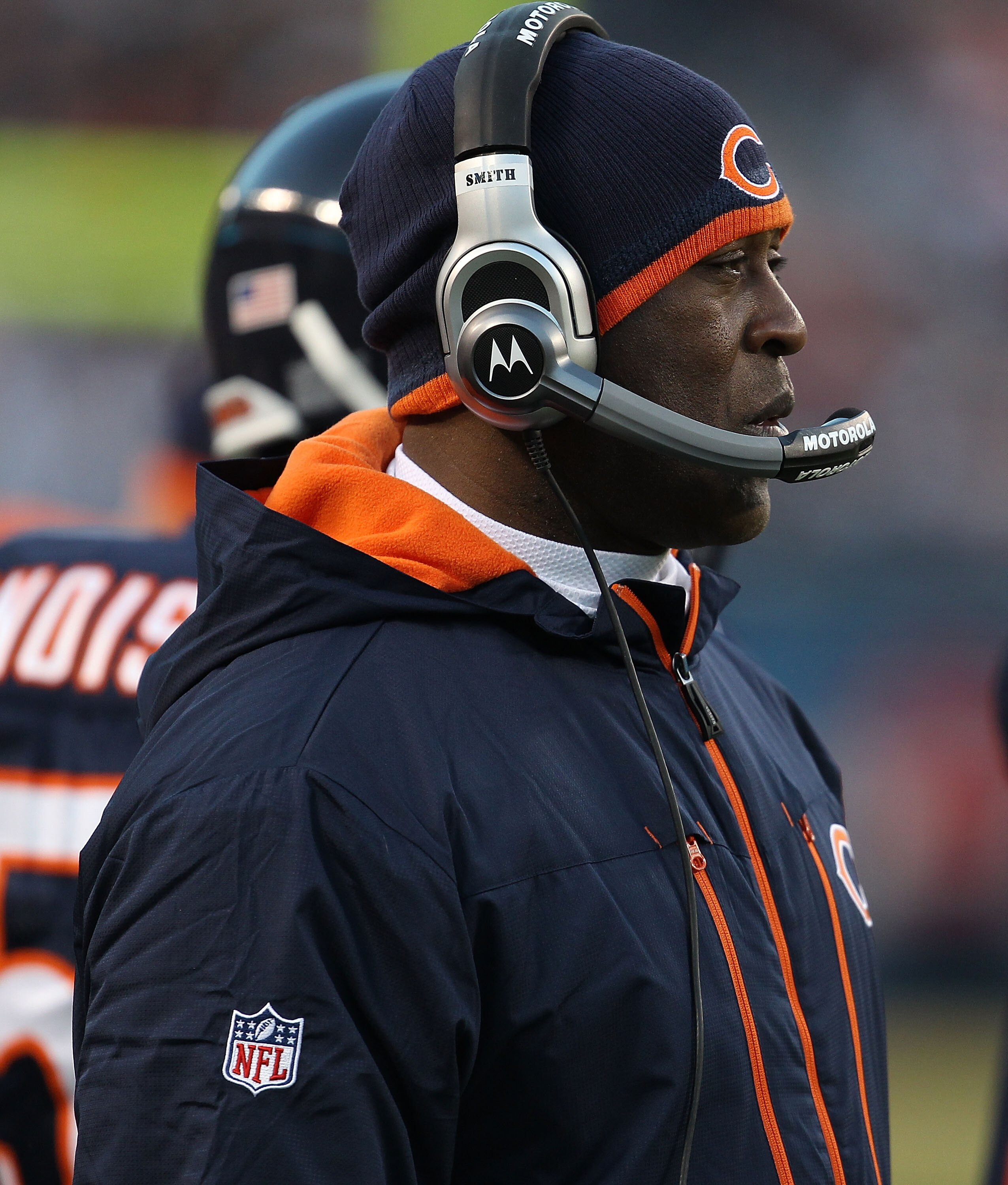 CHICAGO - NOVEMBER 28: Head coach Lovie Smith of the Chicago Bears watches as his team takes on the Philadelphia Eagles at Soldier Field on November 28, 2010 in Chicago, Illinois. The Bears defeated the Eagles 31-26. (Photo by Jonathan Daniel/Getty Images