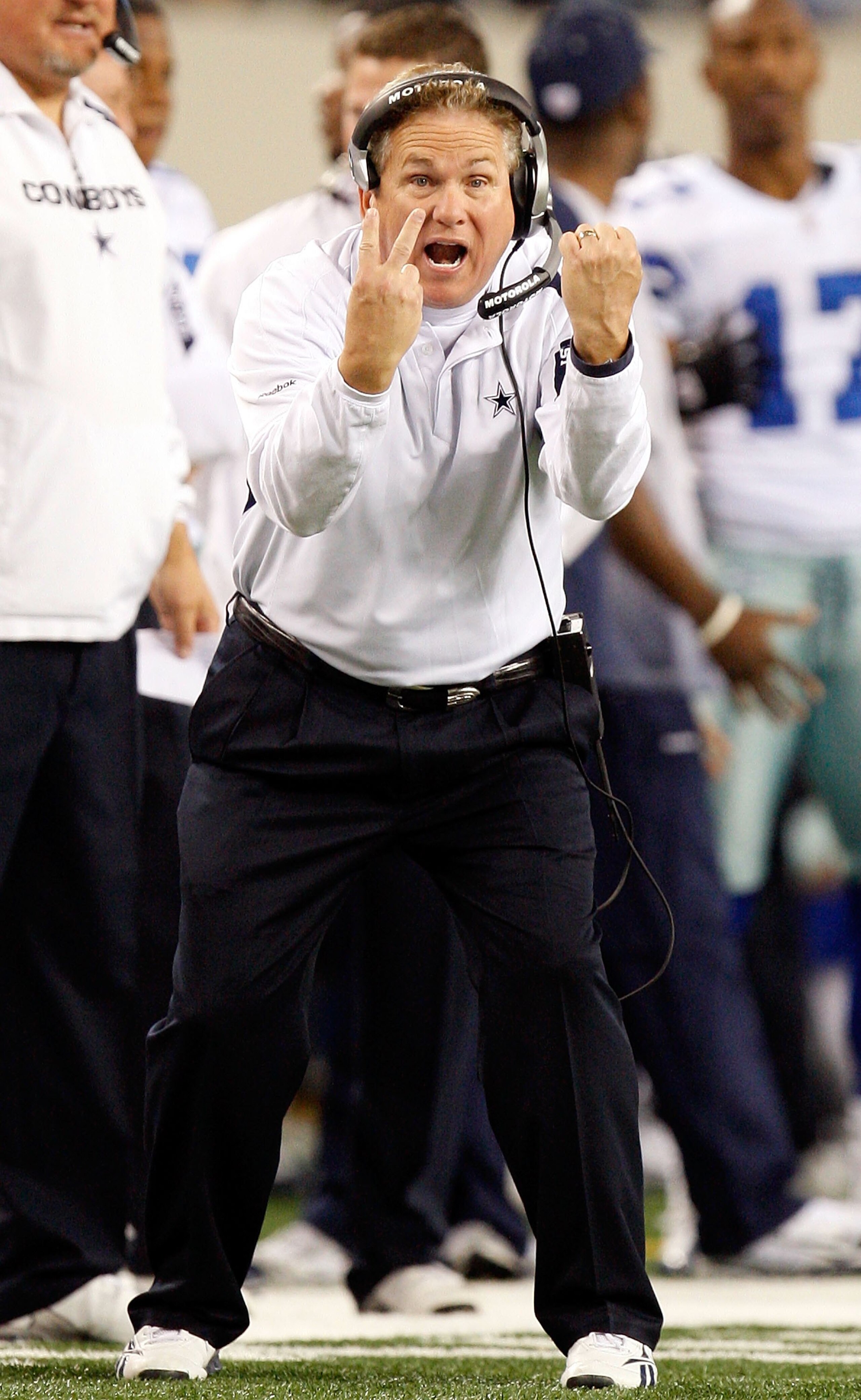 ARLINGTON, TX - JANUARY 9:  Assistant coach Dave Campo during the 2010 NFC wild-card playoff game at Cowboys Stadium on January 9, 2010 in Arlington, Texas. (Photo by Ronald Martinez/Getty Images)