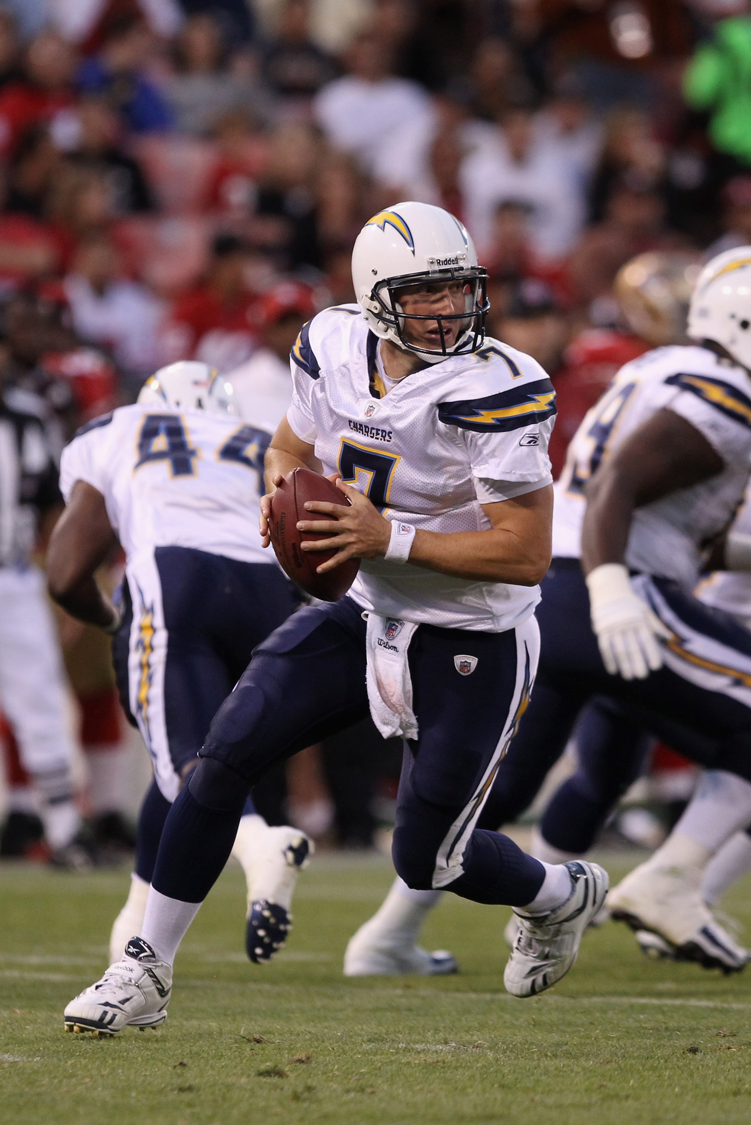SAN FRANCISCO - SEPTEMBER 02:  Billy Volek #7 of the San Diego Chargers in action during their game against the San Francisco 49ers at Candlestick Park  on September 2, 2010 in San Francisco, California.  (Photo by Ezra Shaw/Getty Images)