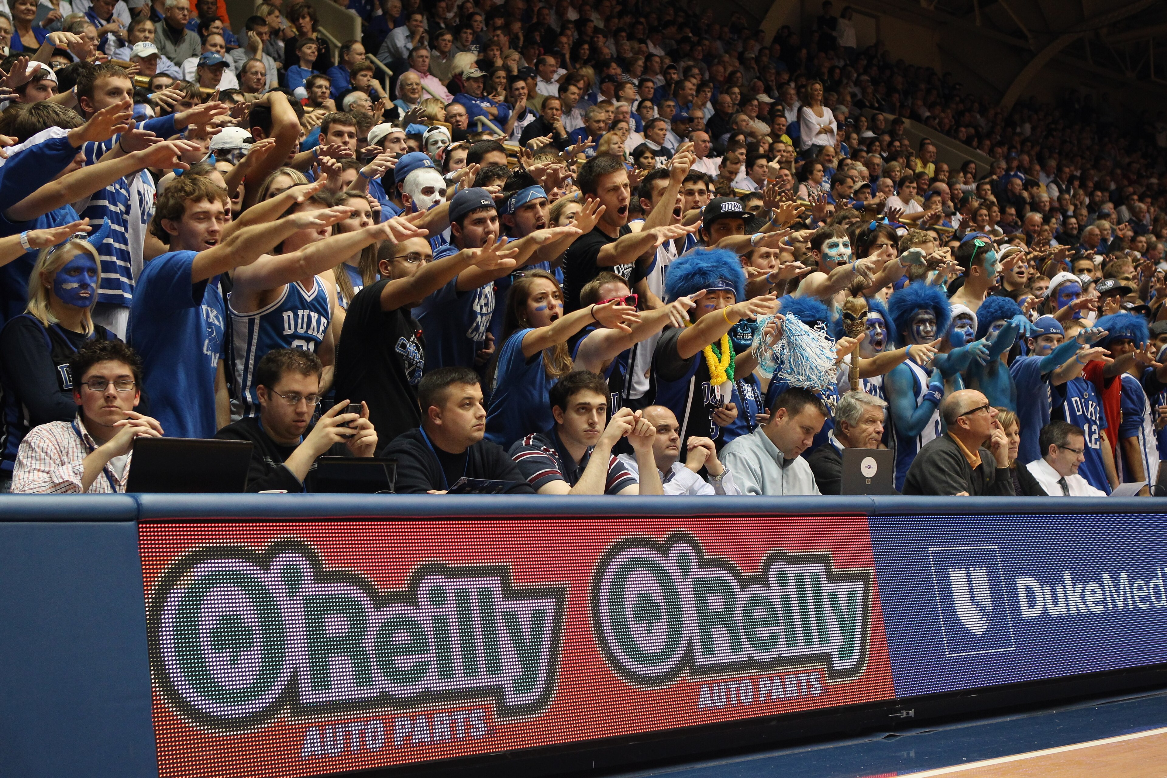 DURHAM, NC - DECEMBER 01: Cameron Crazies watch on during the game between the Michigan State Spartans and the Duke Blue Devils at Cameron Indoor Stadium on December 1, 2010 in Durham, North Carolina. (Photo by Streeter Lecka/Getty Images) DURHAM, NC - DECEMBER 01: Cameron Crazies watch on during the game between the Michigan State Spartans and the Duke Blue Devils at Cameron Indoor Stadium on December 1, 2010 in Durham, North Carolina. (Photo by Streeter Lecka/Getty Images)
