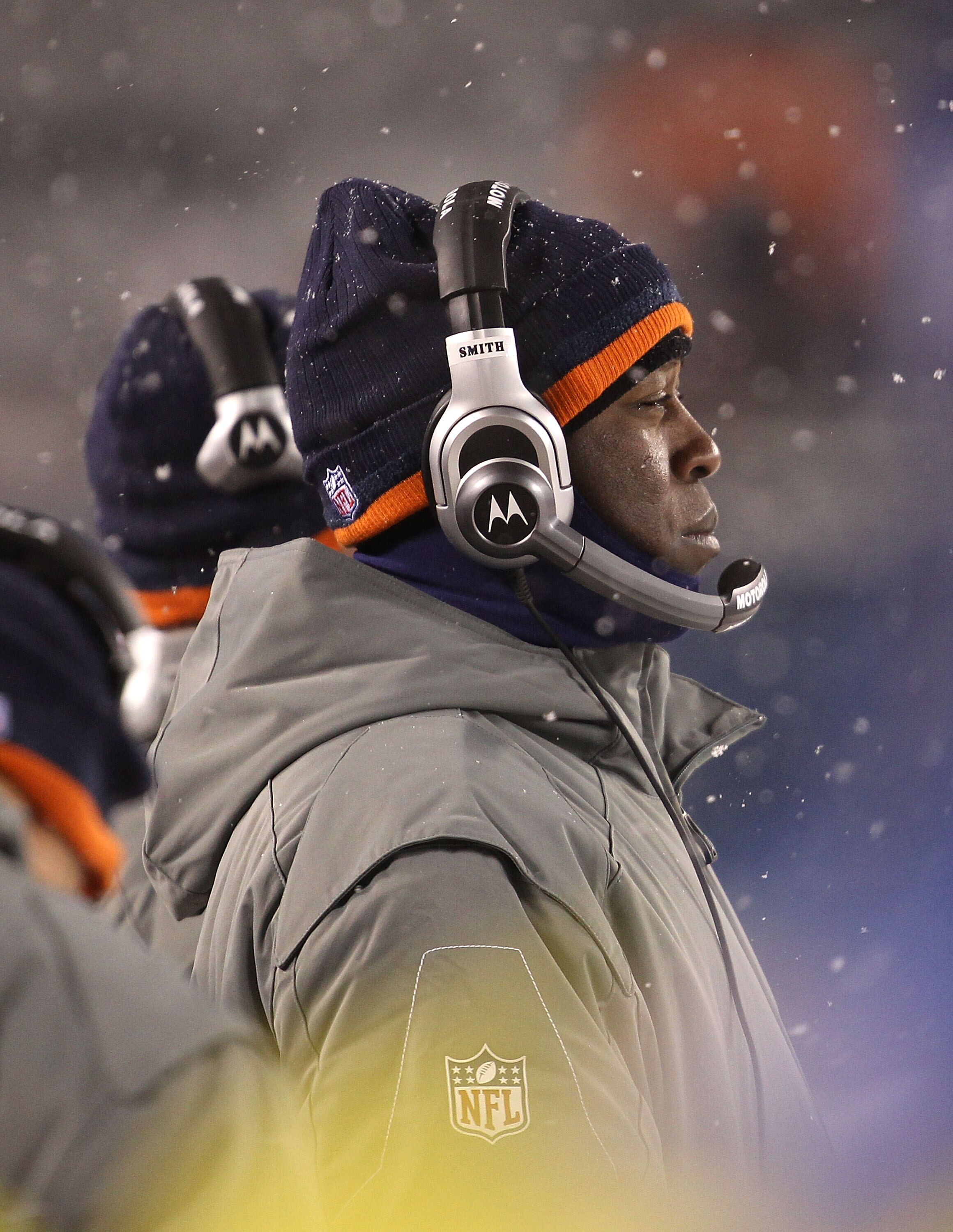 CHICAGO, IL - DECEMBER 12: Head coach Lovie Smith of the Chicago Bears watches as his team takes on the New England Patriots at Soldier Field on December 12, 2010 in Chicago, Illinois. The Patriots defeated the Bears 36-7. (Photo by Jonathan Daniel/Getty 
