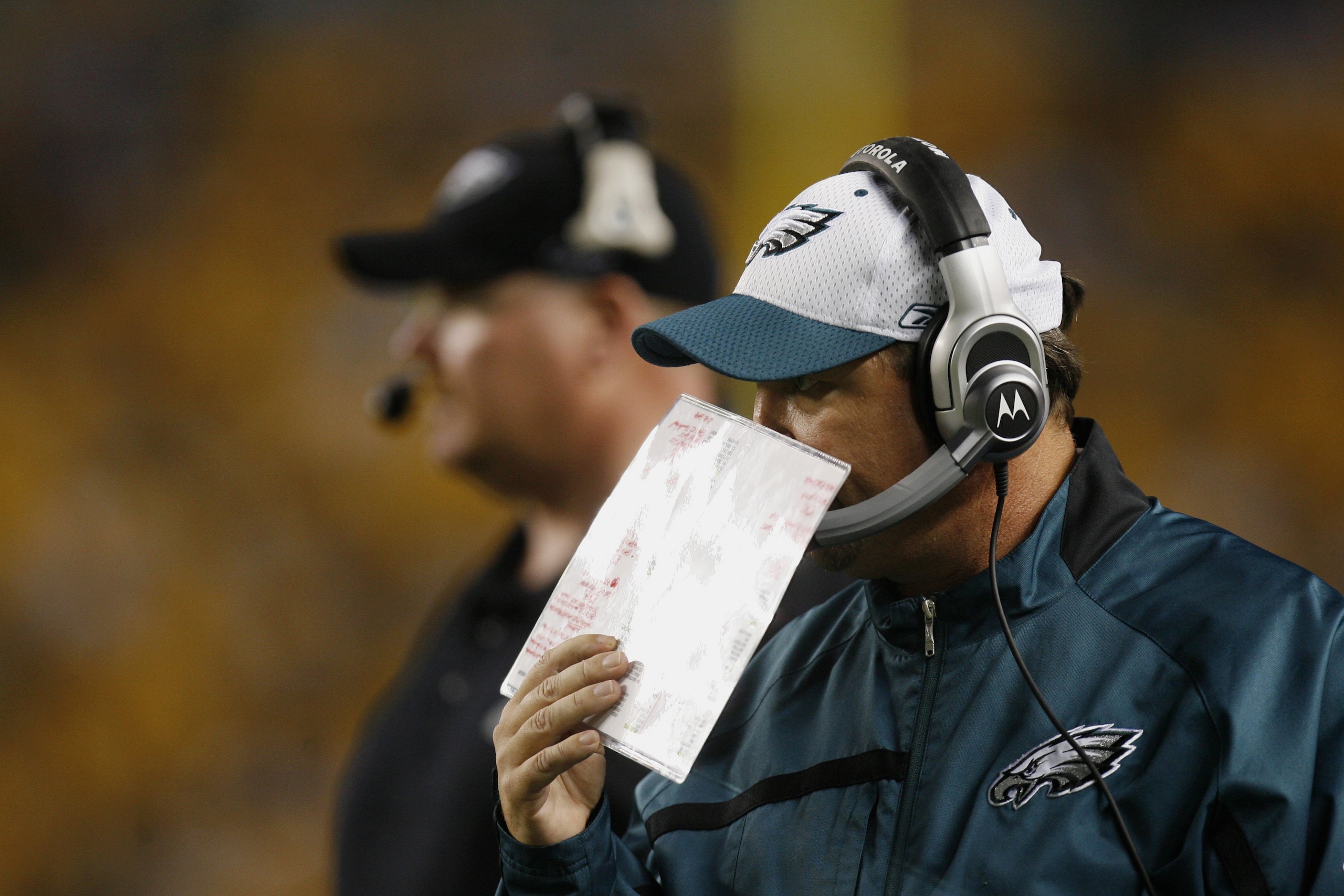 PITTSBURGH - AUGUST 26:  Assistant Head Coach and Offensive Coordinator Marty Mornhinweg of the Philadelphia Eagles looks on against the Pittsburgh Steelers during the NFL preseason game on August 26, 2007 at Heinz Field in Pittsburgh, Pennsylvania. The S