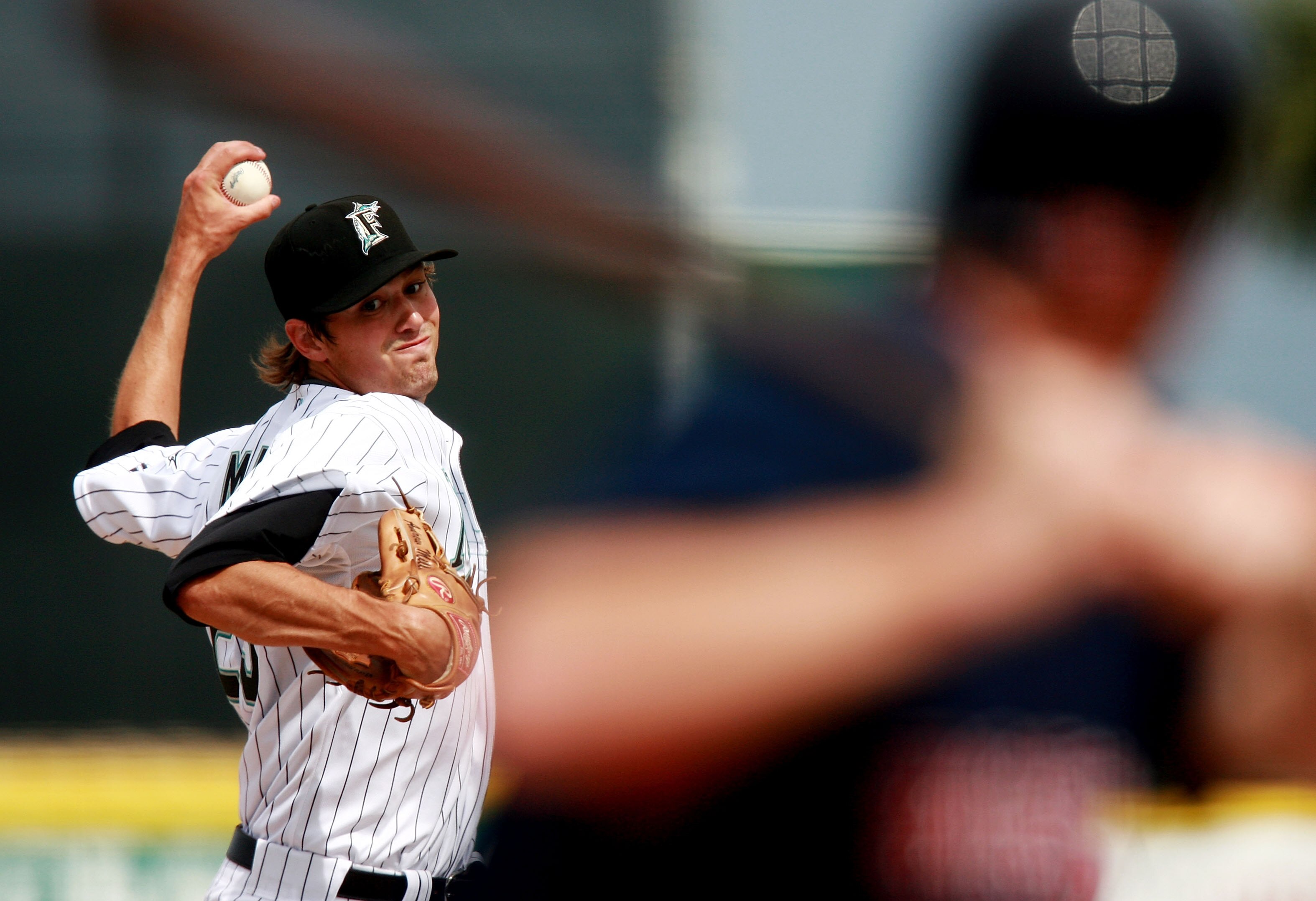JUPITER, FL - MARCH 03: Starting pitcher Andrew Miller #23 of the Florida Marlins pitches against the Boston Red Sox during a Spring Training game at Roger Dean Stadium on March 3, 2008 in Jupiter, Florida.  (Photo by Doug Benc/Getty Images)