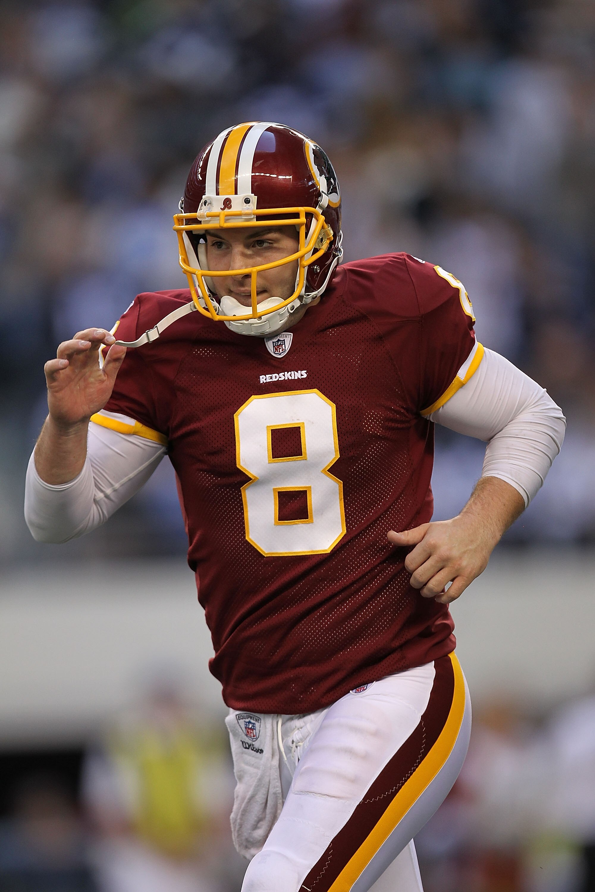 ARLINGTON, TX - DECEMBER 19:  Quarterback Rex Grossman #8 of the Washington Redskins during play against the Dallas Cowboys at Cowboys Stadium on December 19, 2010 in Arlington, Texas.  (Photo by Ronald Martinez/Getty Images)