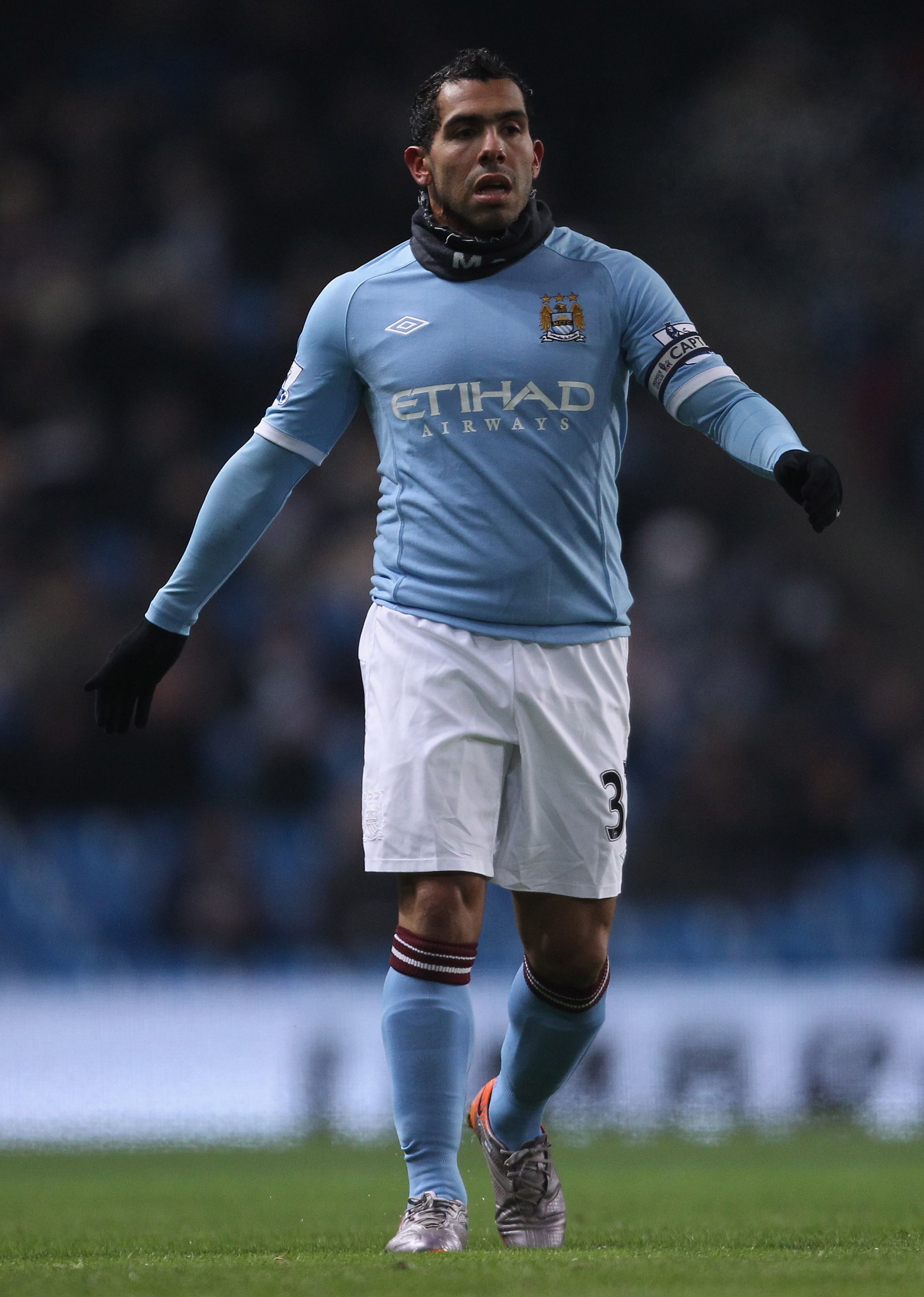 MANCHESTER, ENGLAND - DECEMBER 20:  Carlos Tevez of Manchester City looks on during the Barclays Premier League match between Manchester City and Everton at City of Manchester Stadium on December 20, 2010 in Manchester, England.  (Photo by Alex Livesey/Ge