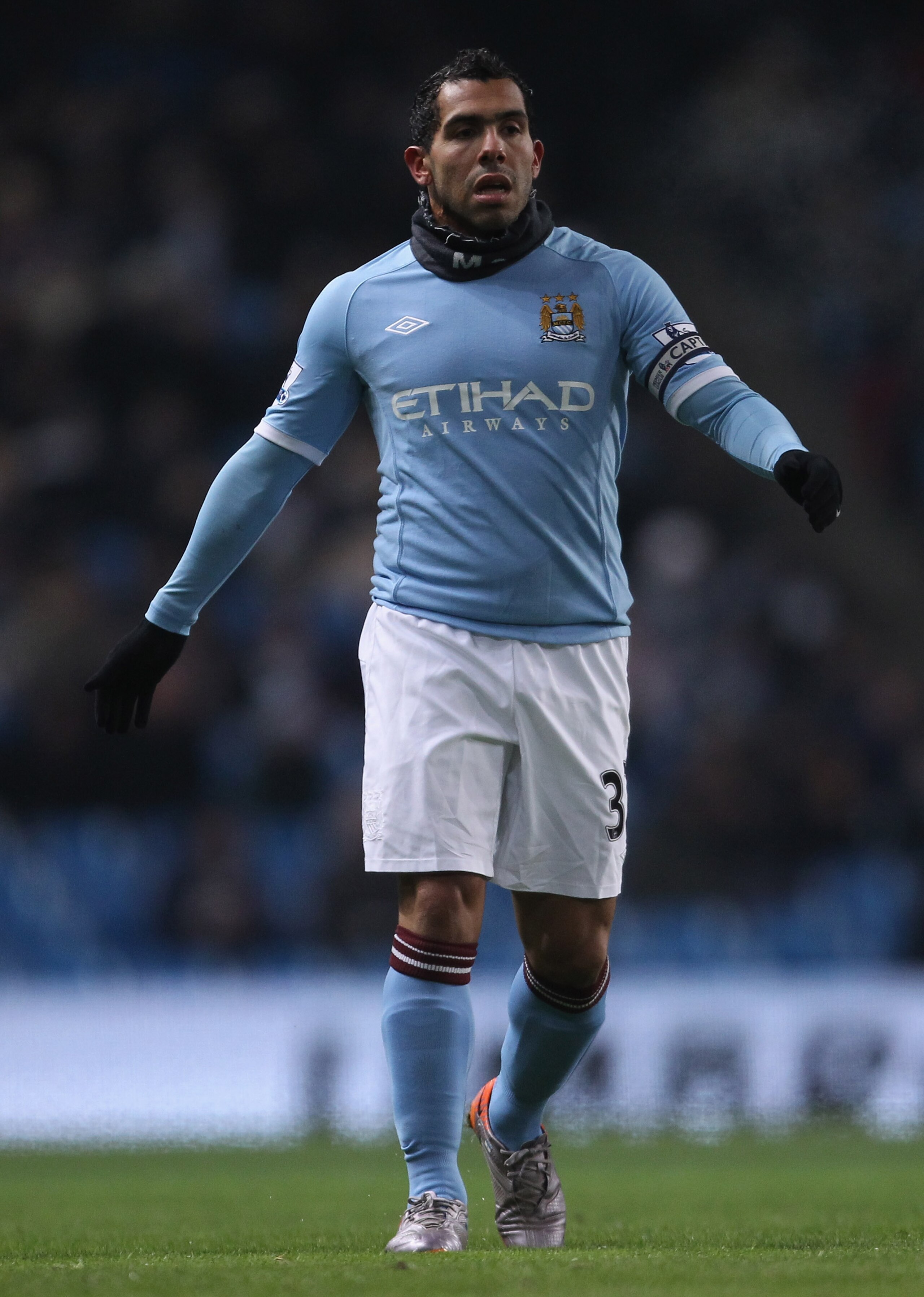 MANCHESTER, ENGLAND - DECEMBER 20:  Carlos Tevez of Manchester City looks on during the Barclays Premier League match between Manchester City and Everton at City of Manchester Stadium on December 20, 2010 in Manchester, England.  (Photo by Alex Livesey/Ge