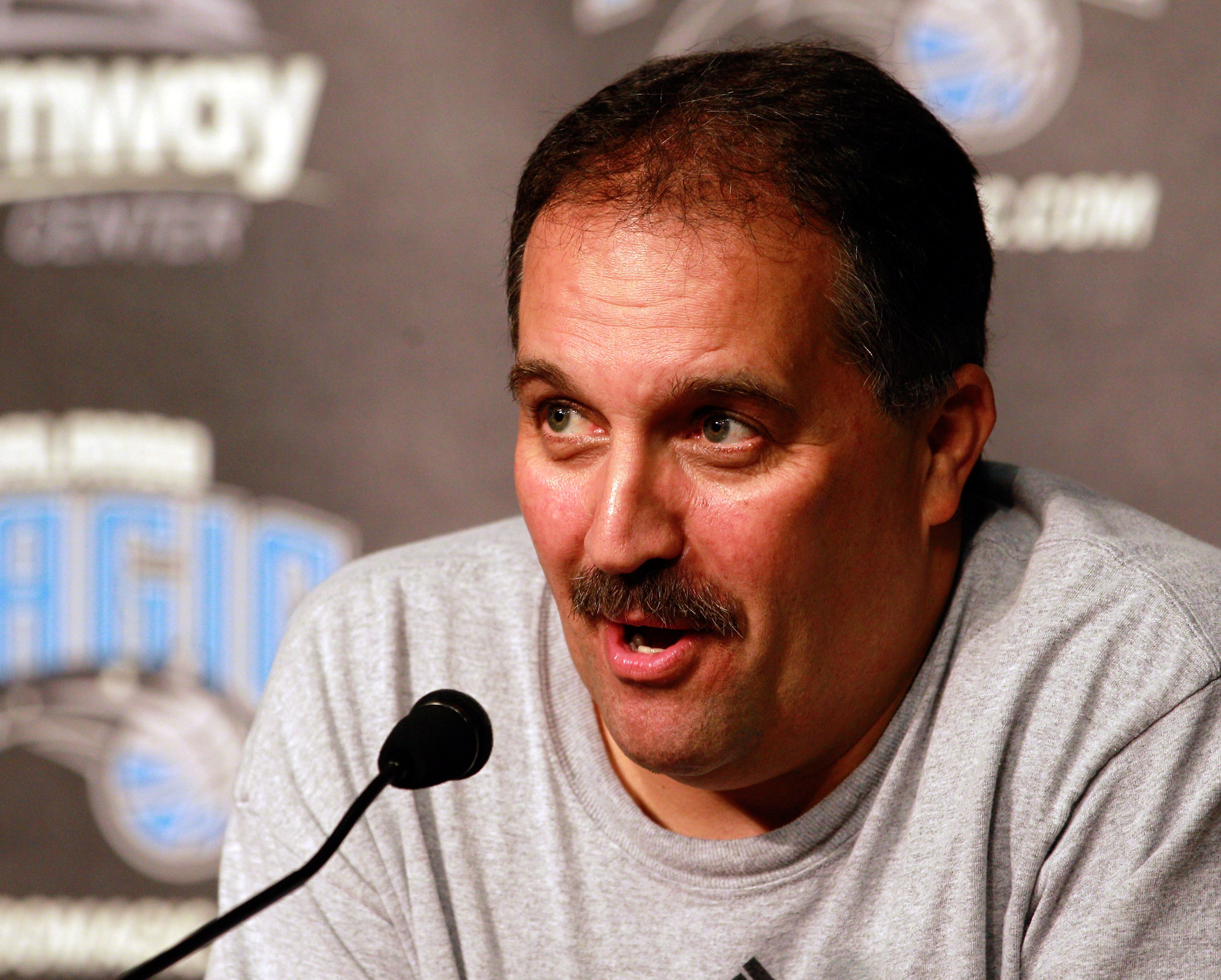 ORLANDO, FL - DECEMBER 18:  Stan Van Gundy head coach of the Orlando Magic speaks to the media regarding the aquisition of Jason Richardson, Hedo Turkoglu, Gilbert Arenas, and Earl Clark from the Phoenix Suns at Amway Arena on December 18, 2010 in Orlando