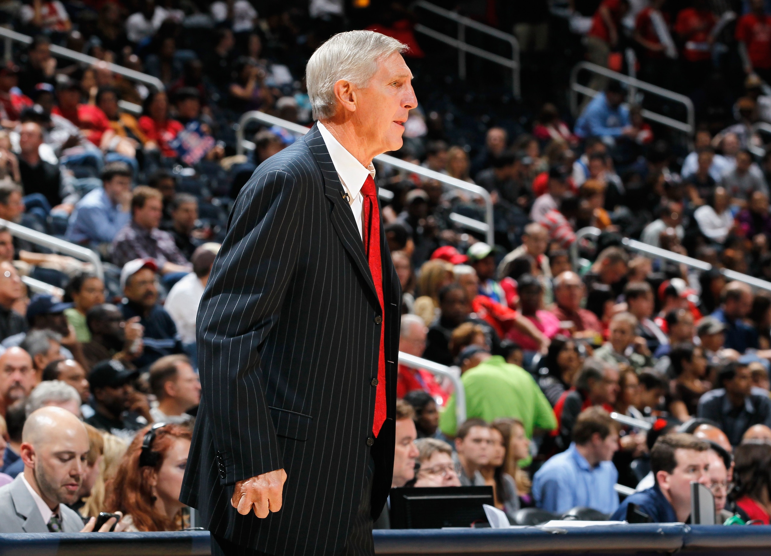 ATLANTA - NOVEMBER 12:  Head coach Jerry Sloan of the Utah Jazz against the Atlanta Hawks at Philips Arena on November 12, 2010 in Atlanta, Georgia.  NOTE TO USER: User expressly acknowledges and agrees that, by downloading and/or using this Photograph, U