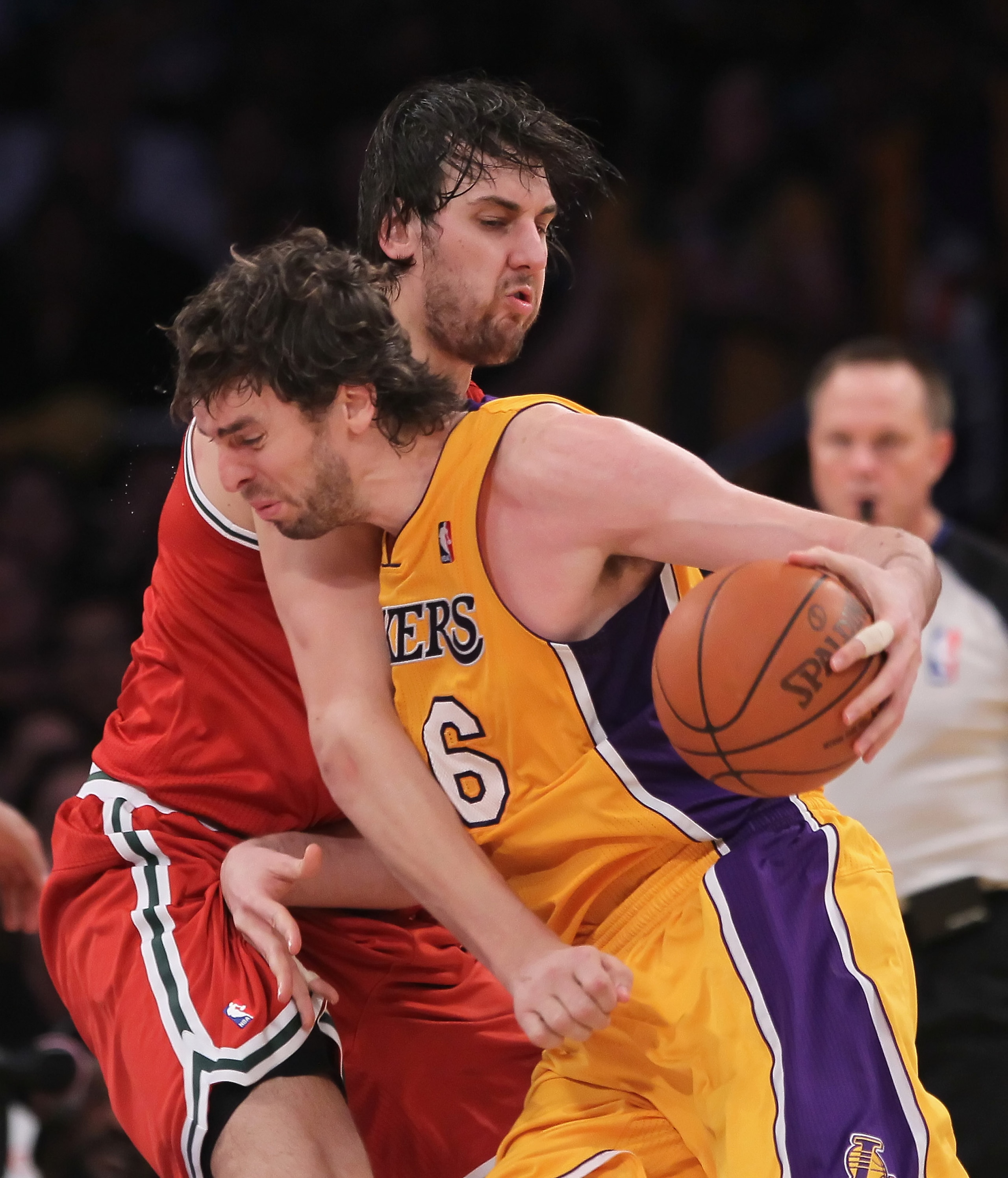 LOS ANGELES, CA - DECEMBER 21: Pau Gasol #16 of the Los Angeles Lakers is defended by Andrew Bogut #6 of the Milwaukee Bucks during the second half at Staples Center on December 21, 2010 in Los Angeles, California. The Bucks defeated the Lakers 98-79. NO LOS ANGELES, CA - DECEMBER 21: Pau Gasol #16 of the Los Angeles Lakers is defended by Andrew Bogut #6 of the Milwaukee Bucks during the second half at Staples Center on December 21, 2010 in Los Angeles, California. The Bucks defeated the Lakers 98-79. NO