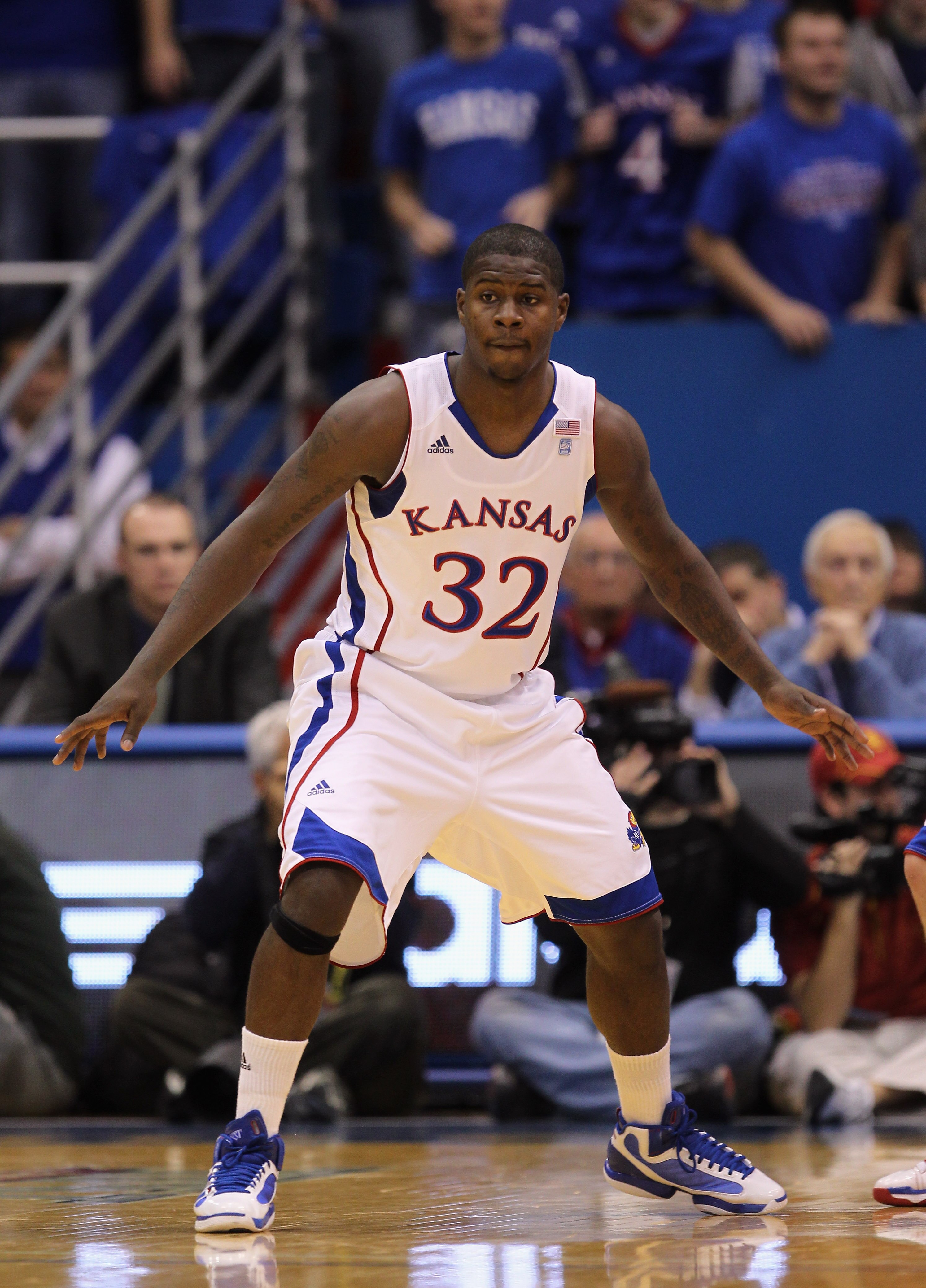 LAWRENCE, KS - DECEMBER 18:  Josh Selby #32 of the Kansas Jayhawks in action during the game against the USC Trojans on December 18, 2010 at Allen Fieldhouse in Lawrence, Kansas.  (Photo by Jamie Squire/Getty Images)