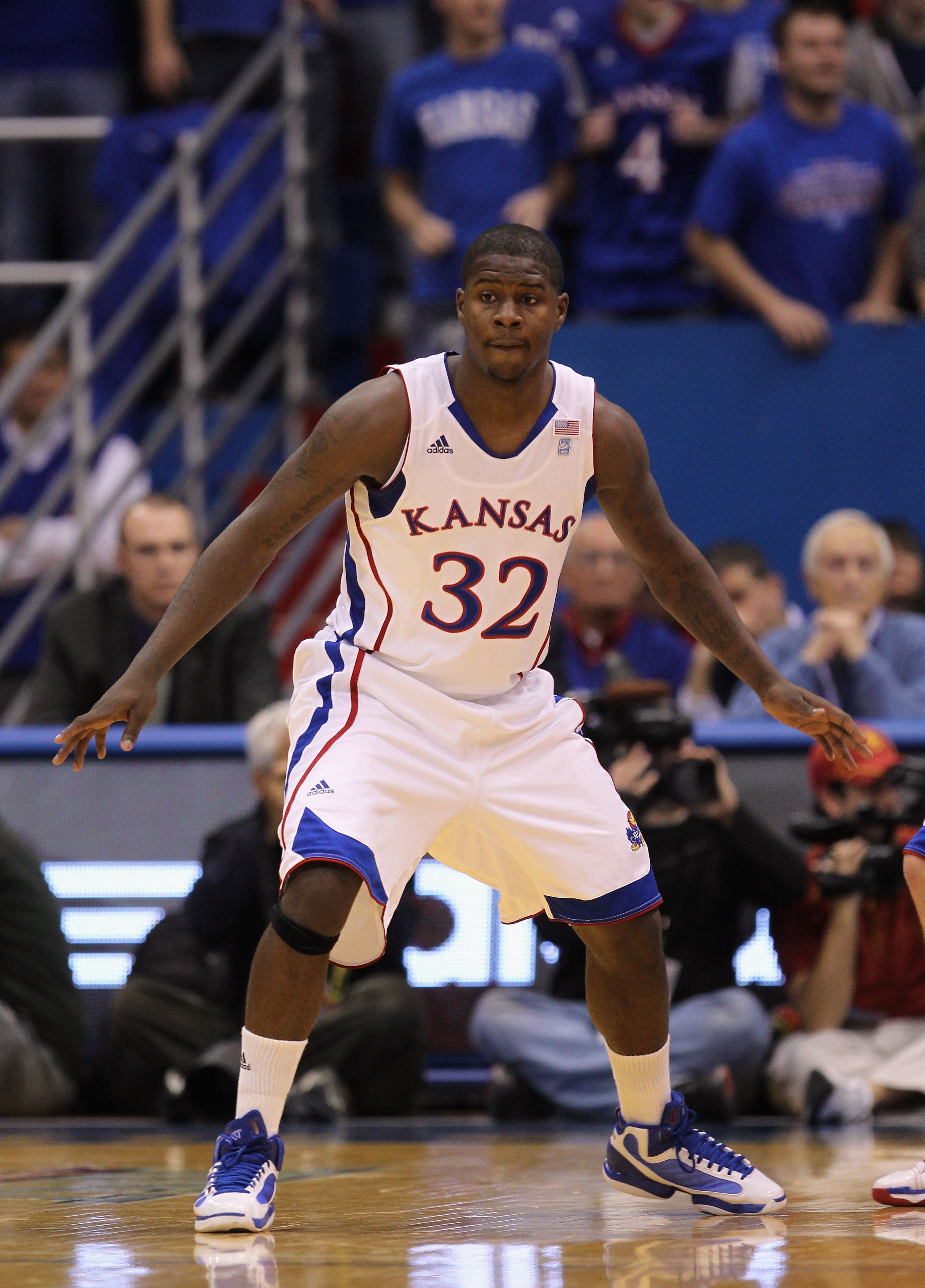 LAWRENCE, KS - DECEMBER 18:  Josh Selby #32 of the Kansas Jayhawks in action during the game against the USC Trojans on December 18, 2010 at Allen Fieldhouse in Lawrence, Kansas.  (Photo by Jamie Squire/Getty Images)