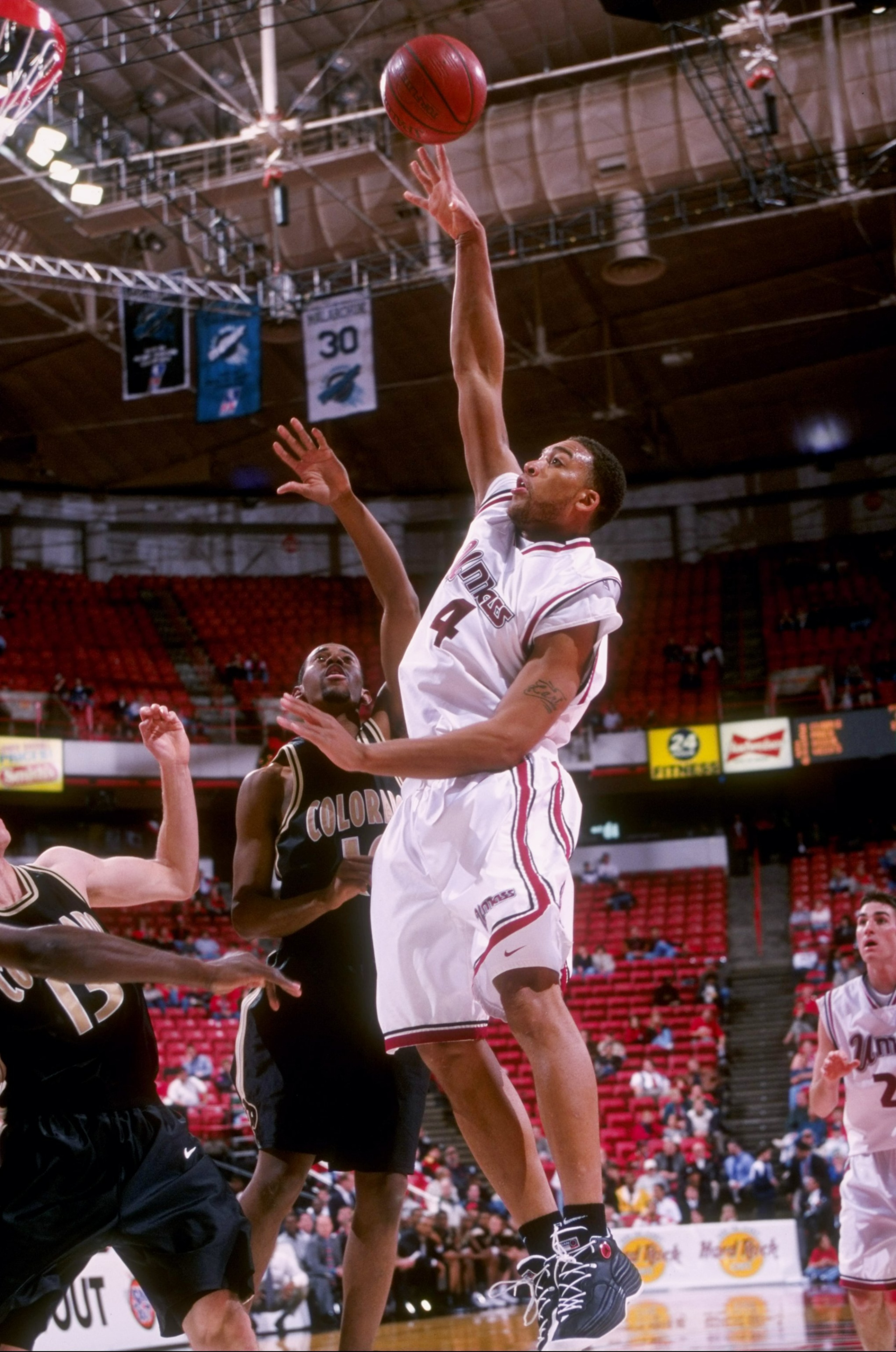 20 Dec 1997:  Center Lari Ketner of the Massachusetts Minutemen shoots the ball during the Las Vegas Shootout against the Colorado Buffalos at the Thomas & Mack Center in Las Vegas, Nevada.  U Mass won the game, 79-68. Mandatory Credit: Todd Warshaw  /All