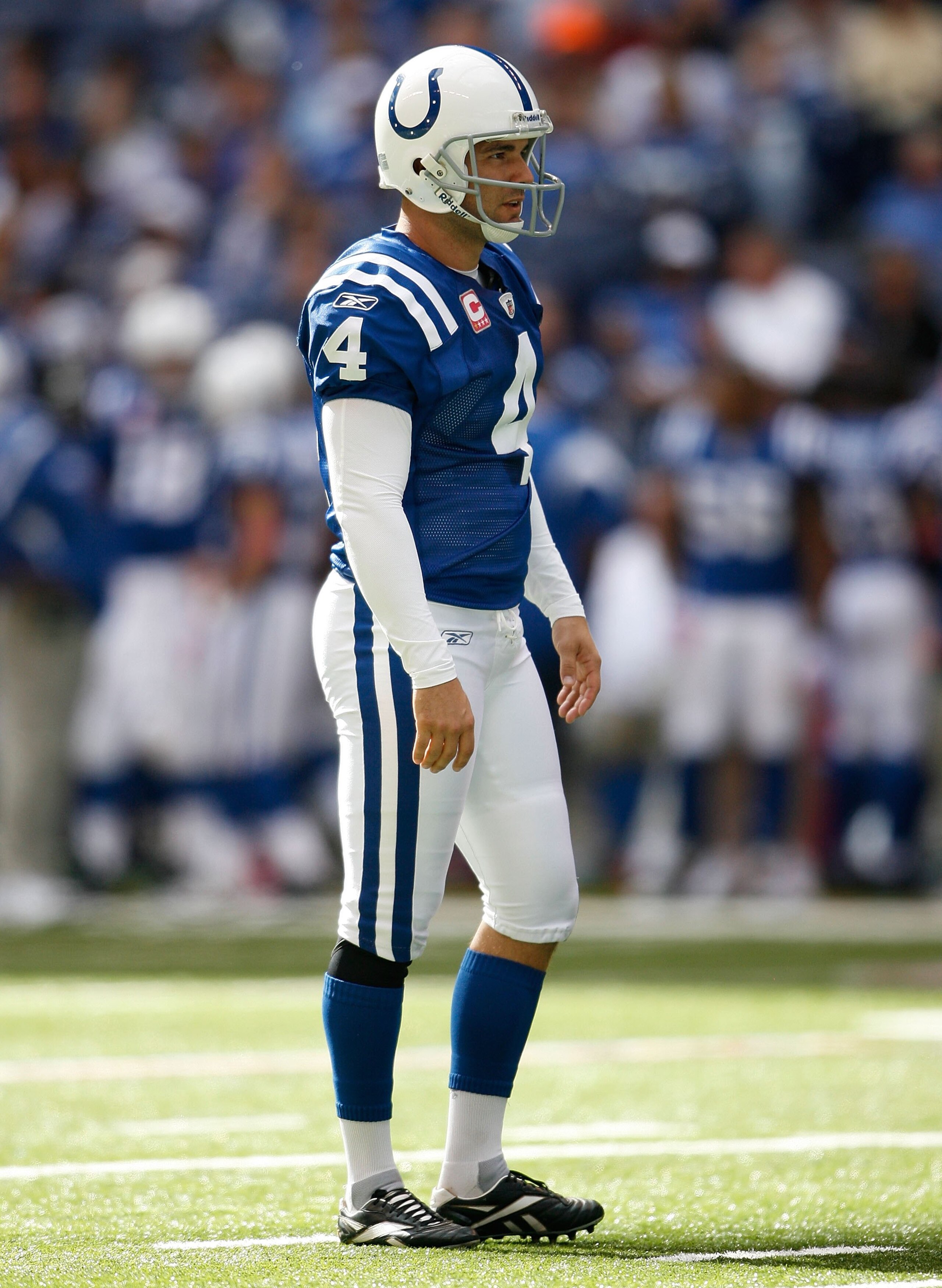INDIANAPOLIS - OCTOBER 04:  Adam Vinatieri #4 of the Indianapolis Colts  is pictured during the NFL game against the Seattle Seahawks at Lucas Oil Stadium on October 4, 2009 in Indianapolis, Indiana.  (Photo by Andy Lyons/Getty Images)