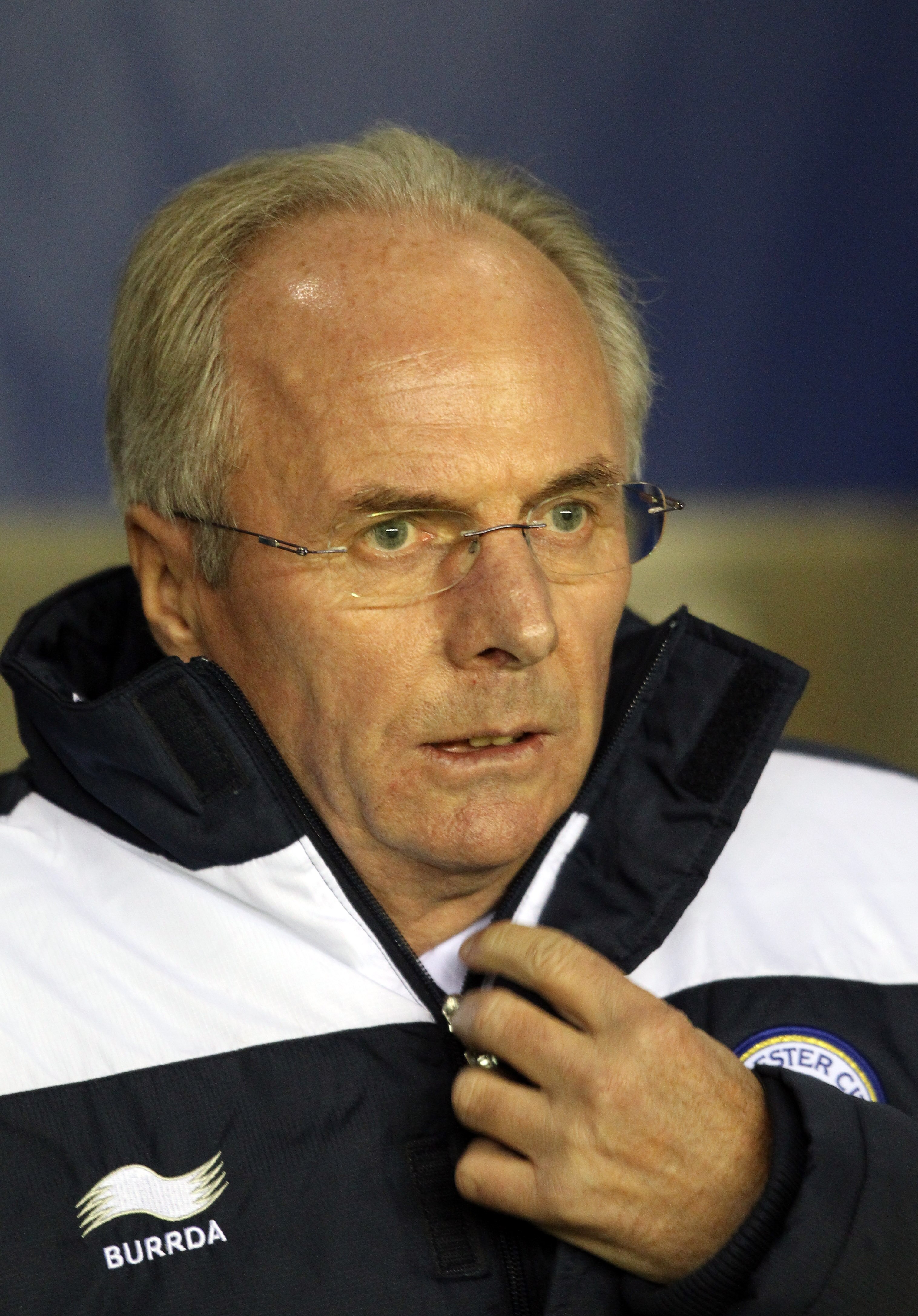 LEICESTER, ENGLAND - OCTOBER 26: Sven-Goran Eriksson the Leicester manager during the forth round of the Carling Cup between Leicester City and West Bromwich Albion at the Walkers Stadium on October 26, 2010 in Leicester, England.  (Photo by Ross Kinnaird