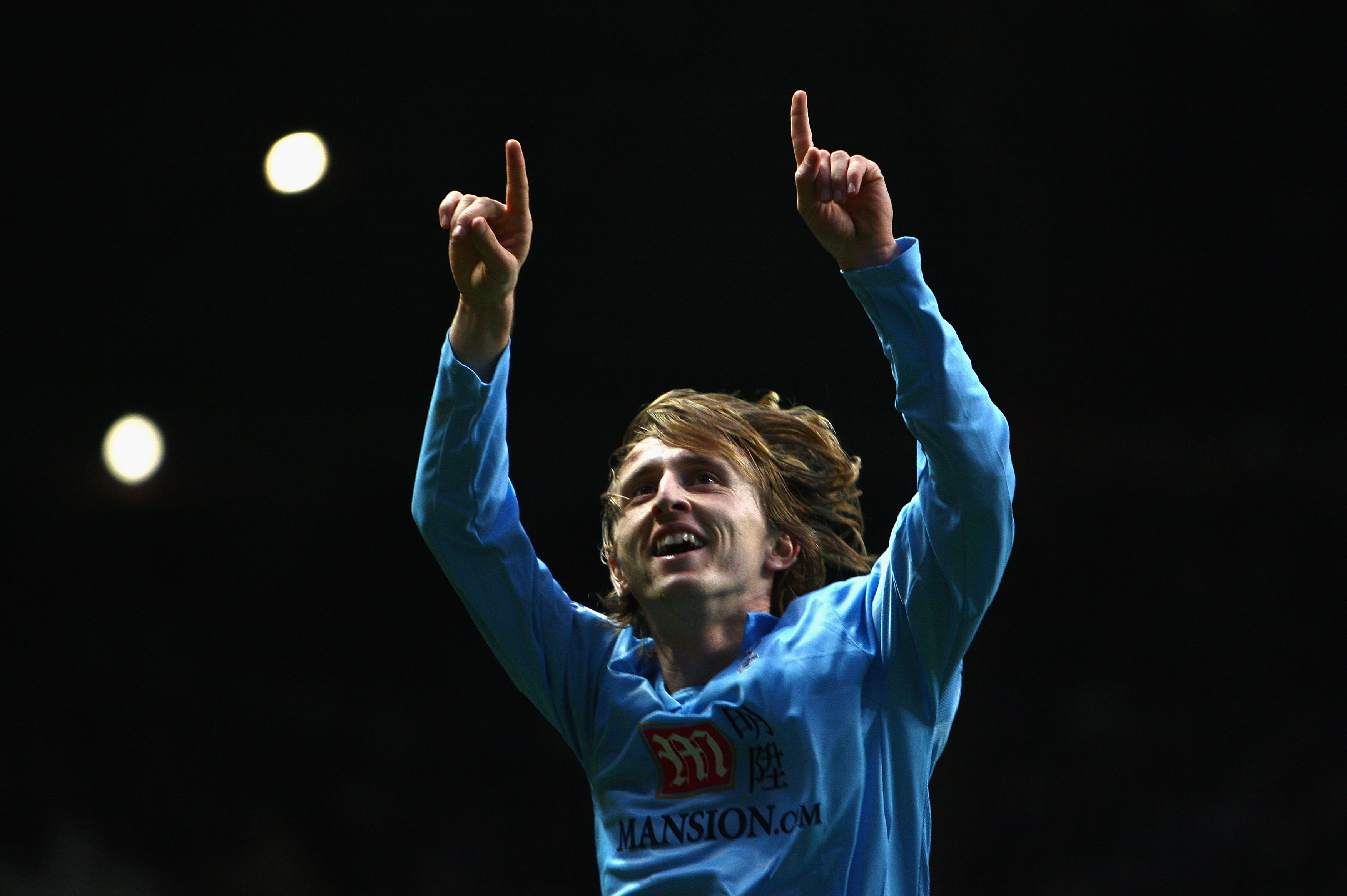NEWCASTLE, UNITED KINGDOM - DECEMBER 21:  Luka Modric of Tottenham Hotspur celebrates scoring his team's first goal during the Barclays Premier League match between Newcastle United and Tottenham Hotspur at St James' Park on December 21, 2008 in Newcastle