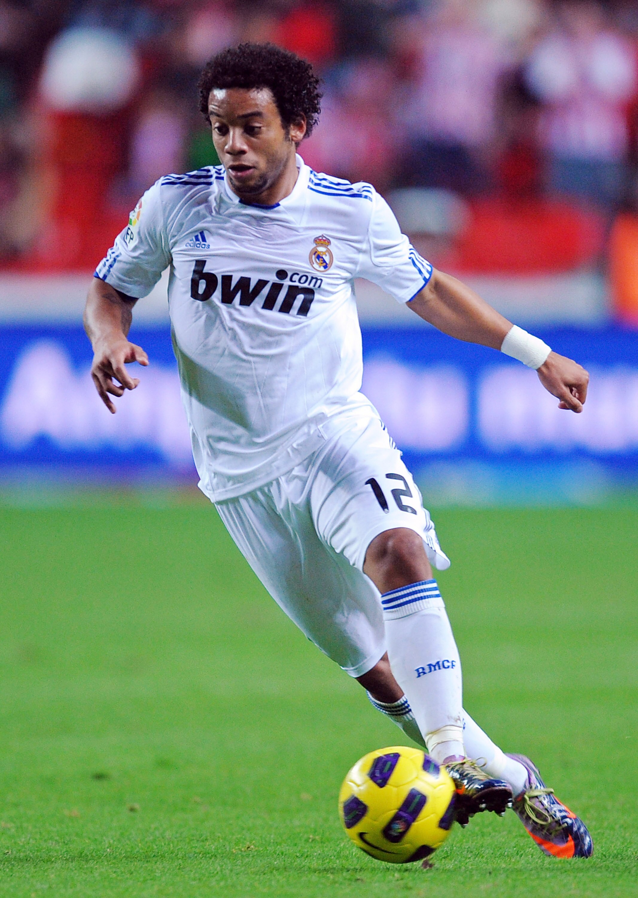 GIJON, SPAIN - NOVEMBER 14:  Marcelo of Real Madrid in action during the La Liga match between Sporting Gijon and Real Madrid at El Molinon Stadium on November 14, 2010 in Gijon, Spain.  (Photo by Denis Doyle/Getty Images)