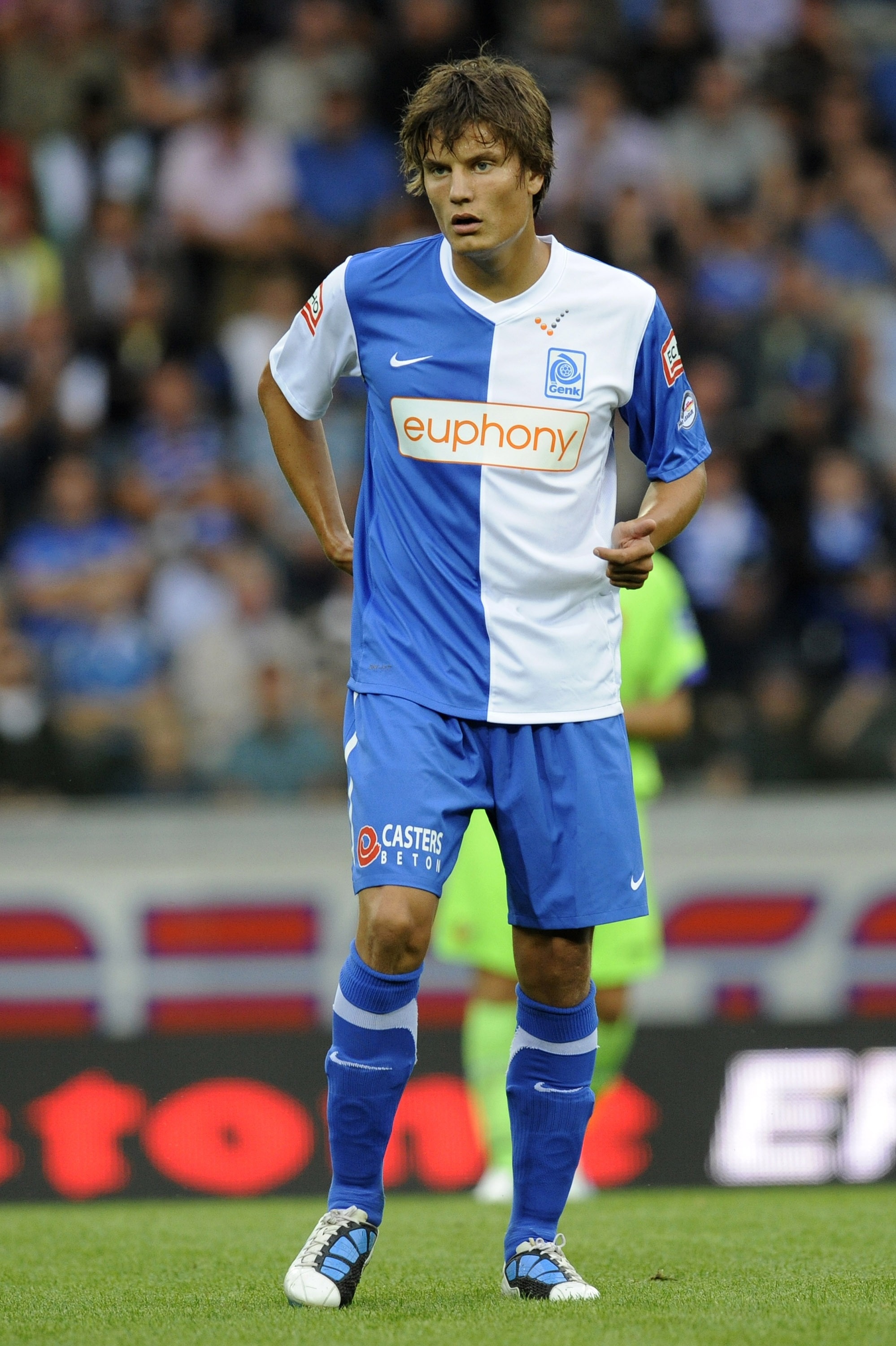 GENK, BELGIUM - AUGUST 1:  Jelle Vossen of KRC Genk looks on during the Belgian Jupiler Pro League match between KRC Genk and KFC Germinal Beerschot at Fenix Stadium on August 1, 2010 in Genk, Belgium. (Photo by EuroFootball/Getty Images)