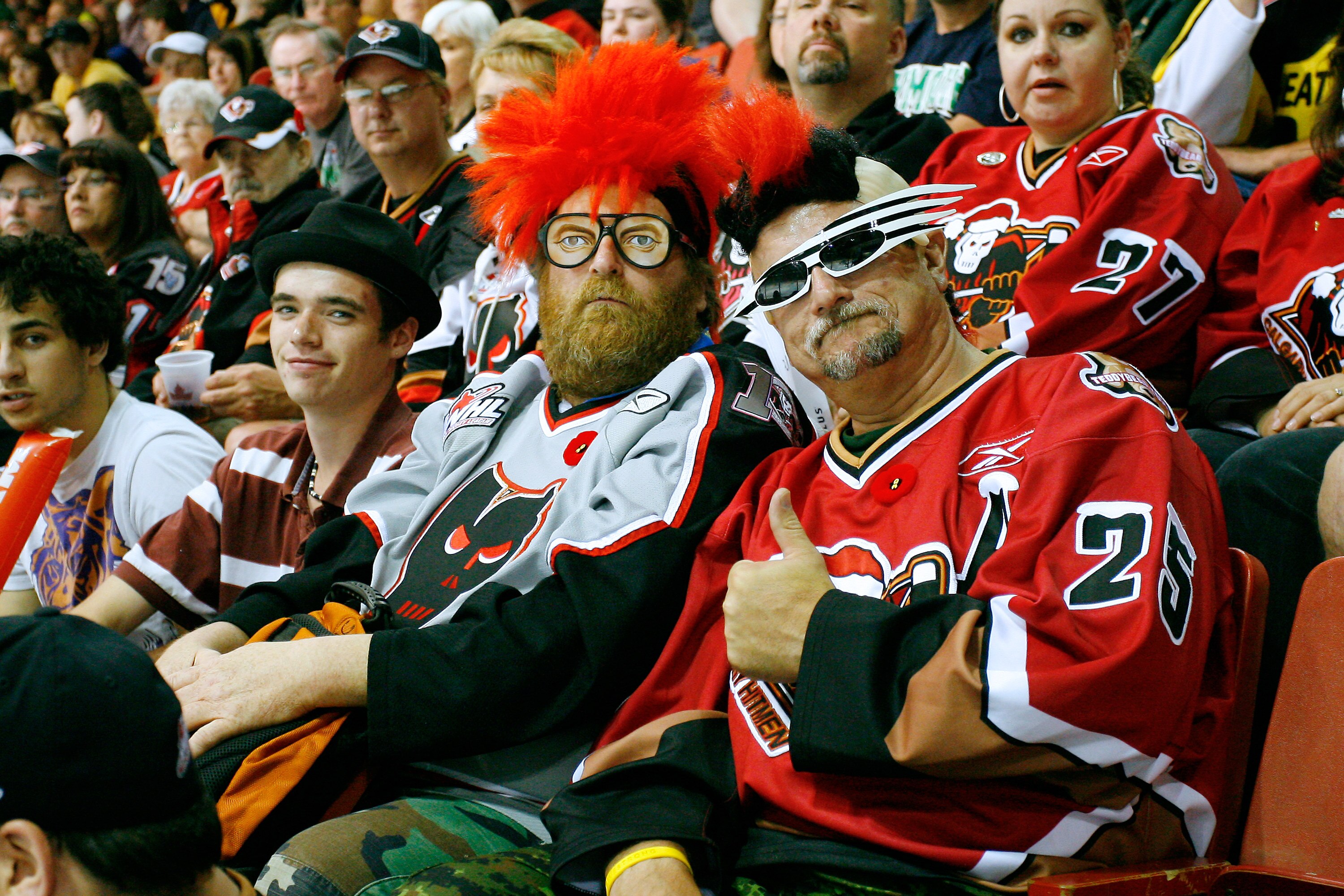 BRANDON, CANADA - MAY 19:  Fans of the Calgary Hitmen watch the game against the Brandon Wheat Kings during the 2010 Mastercard Memorial Cup Tournament at the Keystone Centre on April 27, 2010 in Brandon, Manitoba, Canada.  The Hitmen defeated the Wheat K