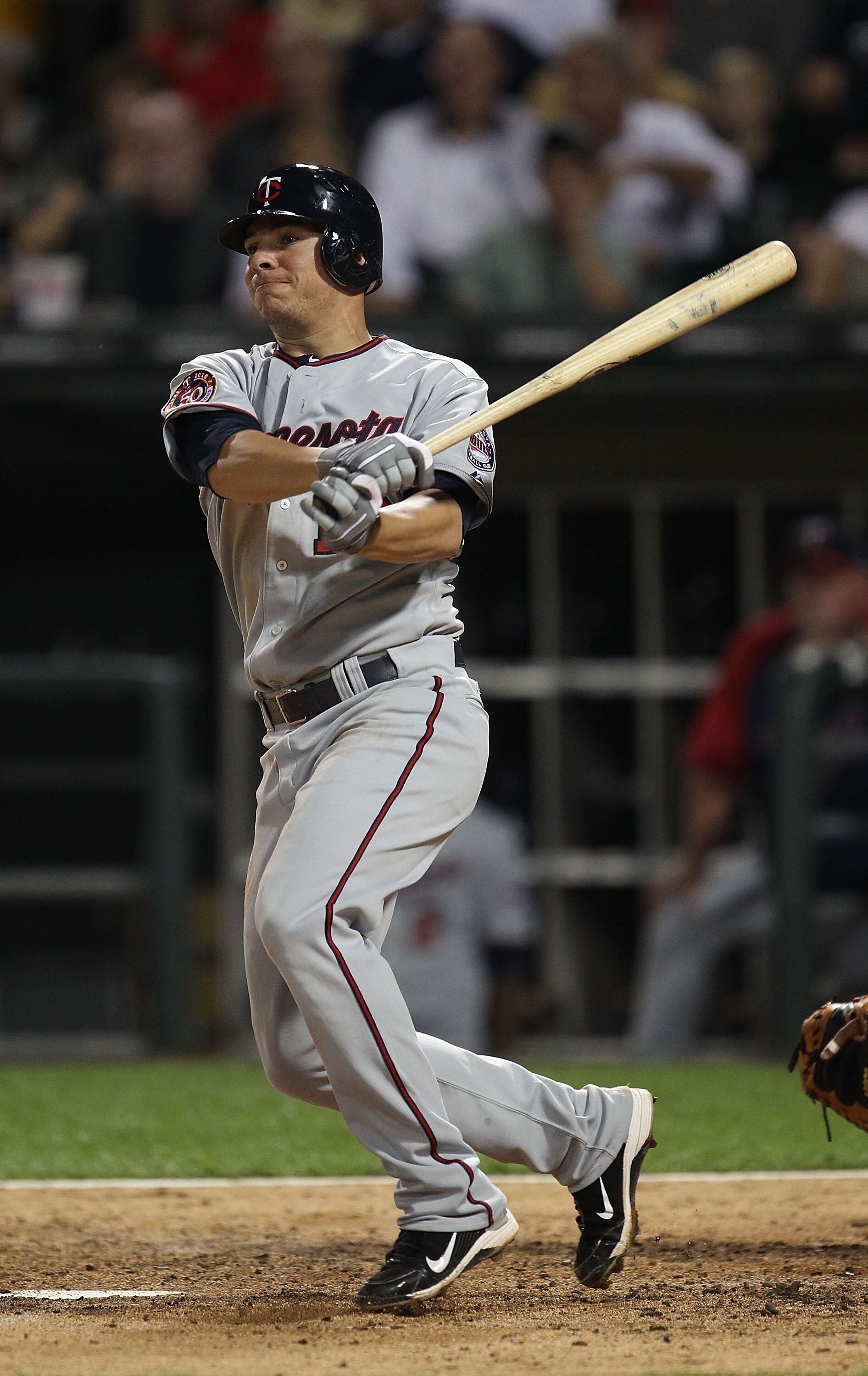 CHICAGO - AUGUST 10: Danny Valencia #19 of the Minnesota Twins takes a swing against the Chicago White Sox at U.S. Cellular Field on August 10, 2010 in Chicago, Illinois. The Twins defeated the White Sox 12-6. (Photo by Jonathan Daniel/Getty Images)