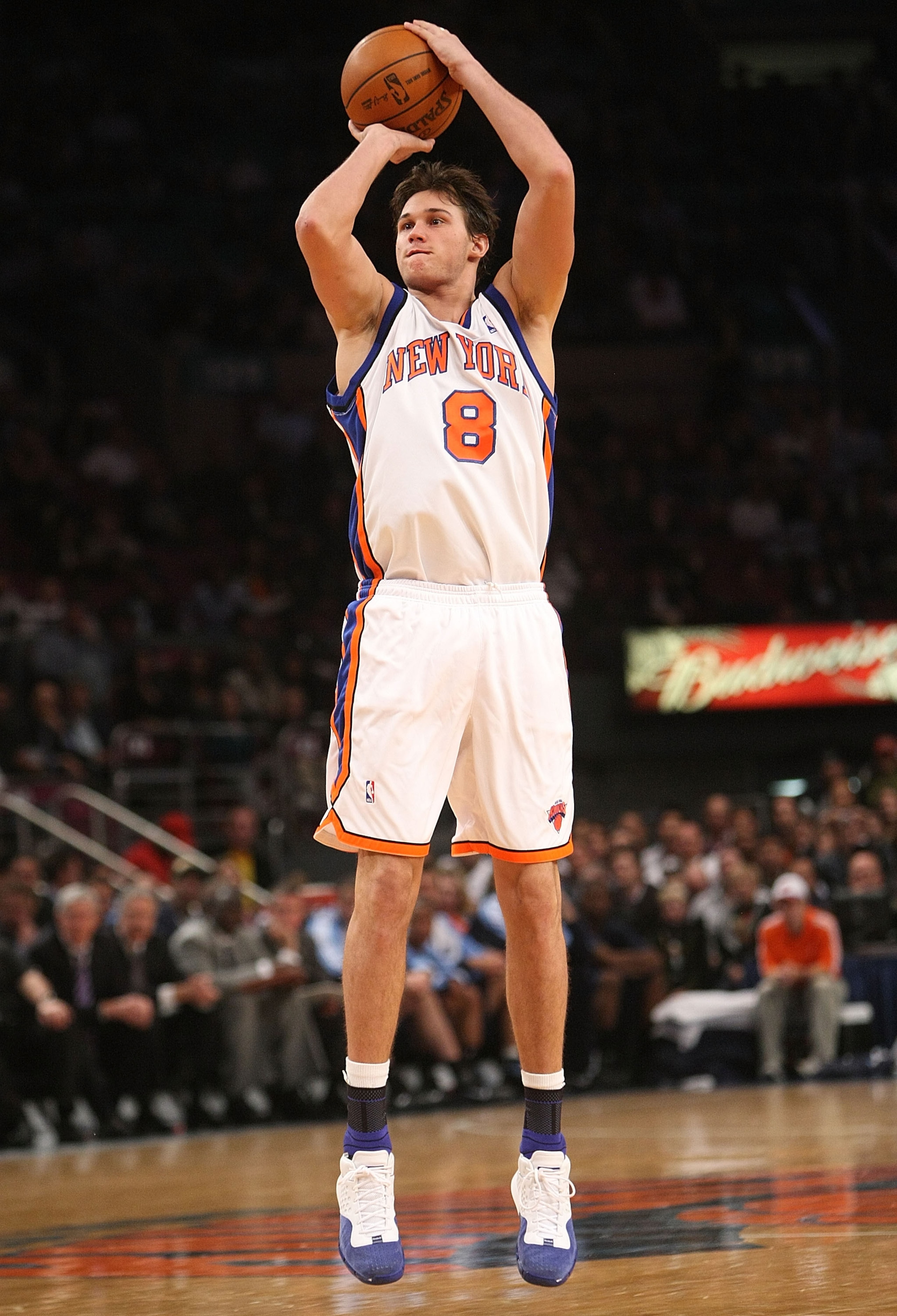 NEW YORK - NOVEMBER 09: Danilo Gallinari #8 of the New York Knicks shoots the ball against the Utah Jazz at Madison Square Garden on November 9, 2009 in New York City. NOTE TO USER: User expressly acknowledges and agrees that, by downloading and or using