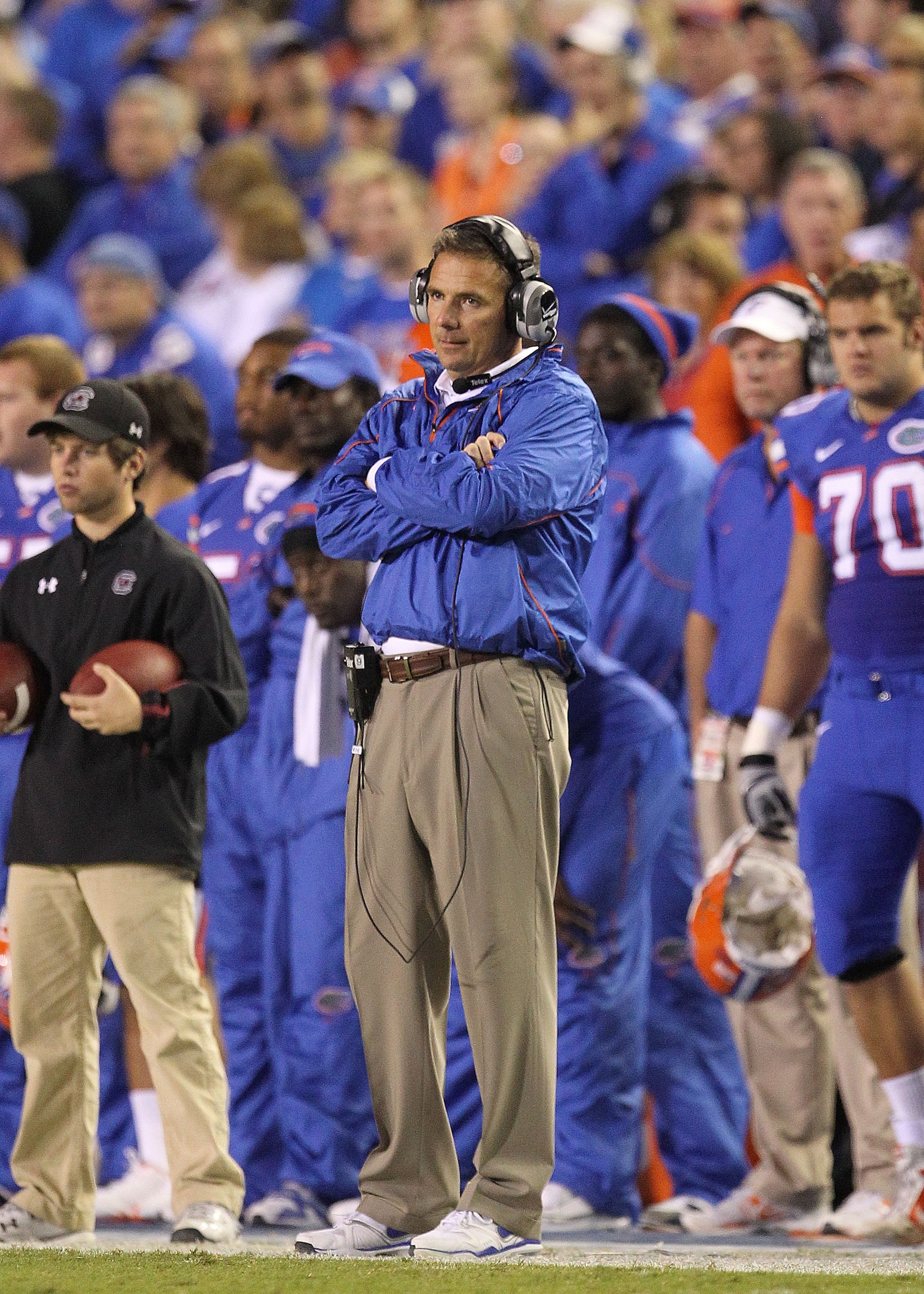 GAINESVILLE, FL - NOVEMBER 13:  Florida Gators head coach Urban Meyer  during a game against the South Carolina Gamecocks at Ben Hill Griffin Stadium on November 13, 2010 in Gainesville, Florida.  (Photo by Mike Ehrmann/Getty Images)