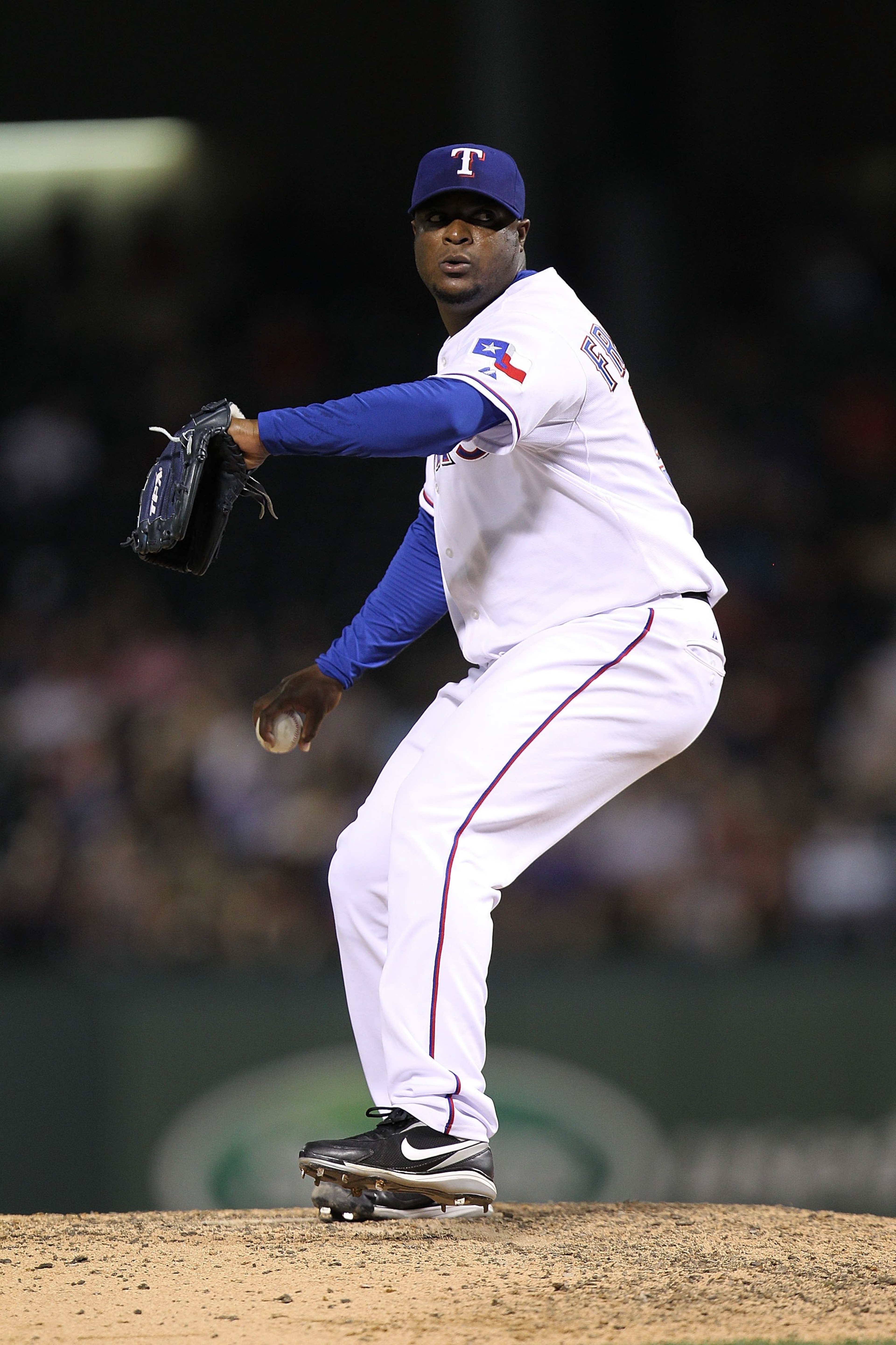 ARLINGTON, TX - MAY 11:  Pitcher Frank Francisco #50 on May 11, 2010 at Rangers Ballpark in Arlington, Texas.  (Photo by Ronald Martinez/Getty Images)