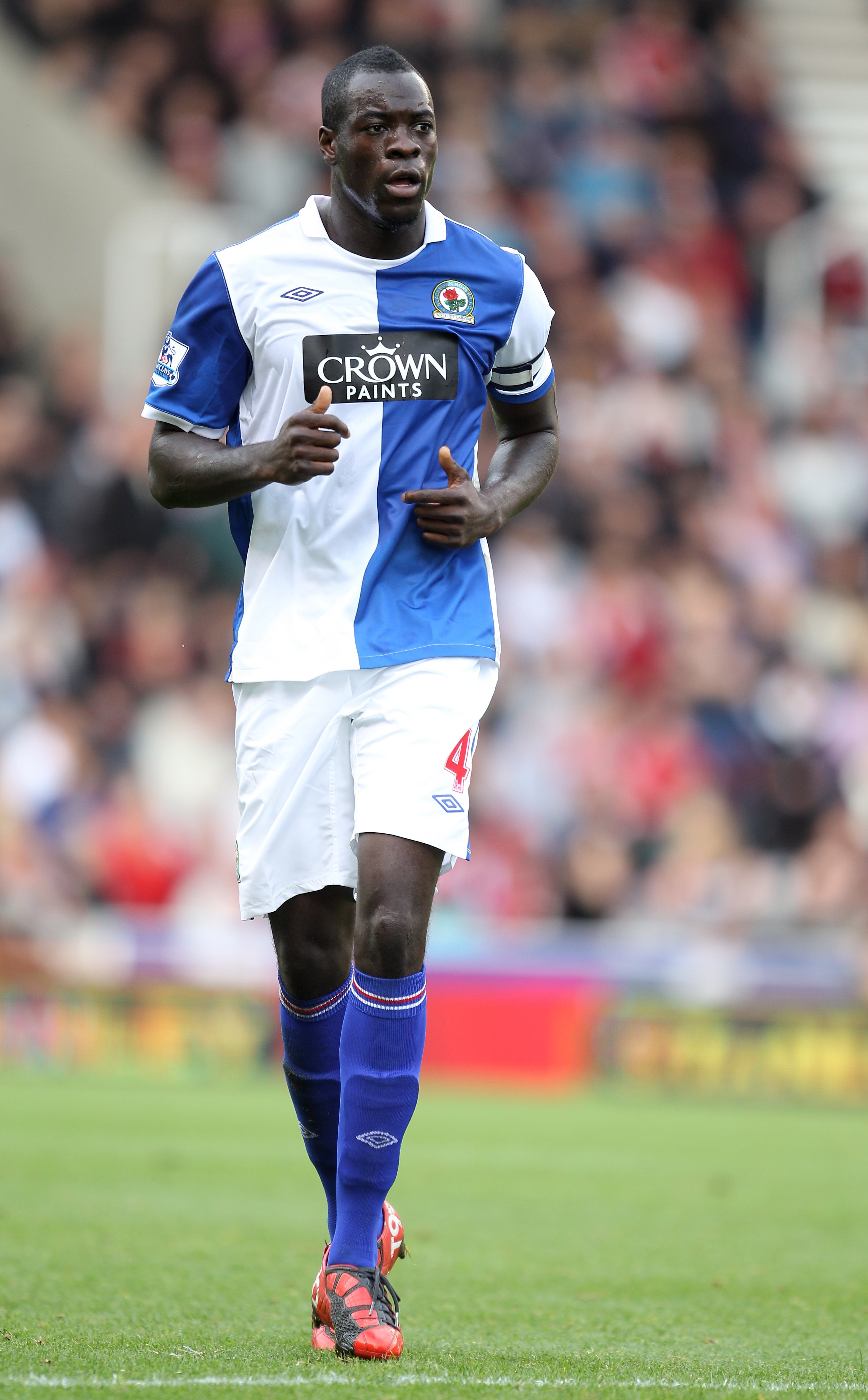 STOKE ON TRENT, ENGLAND - OCTOBER 02:  Christopher Samba of Blackburn Rovers in action during the Barclays Premier League match between Stoke City and Blackburn Rovers at the Britannia Stadium on October 2, 2010 in Stoke on Trent, England.  (Photo by Mark