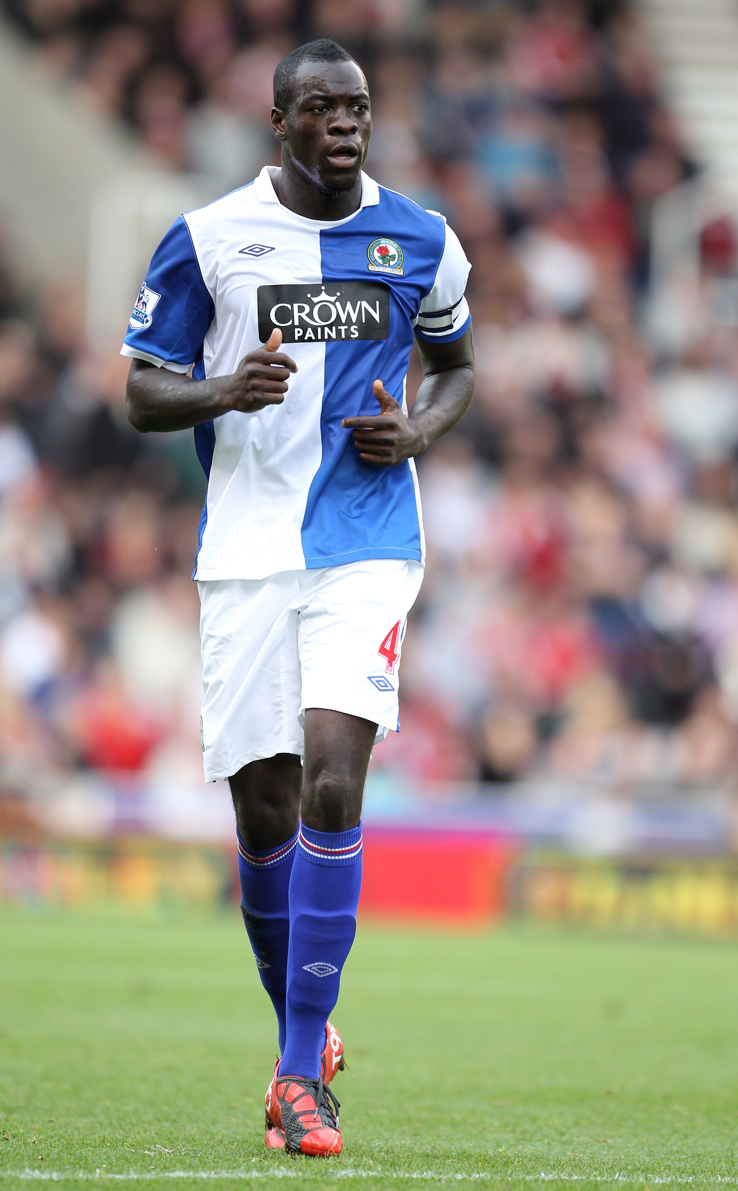 STOKE ON TRENT, ENGLAND - OCTOBER 02:  Christopher Samba of Blackburn Rovers in action during the Barclays Premier League match between Stoke City and Blackburn Rovers at the Britannia Stadium on October 2, 2010 in Stoke on Trent, England.  (Photo by Mark