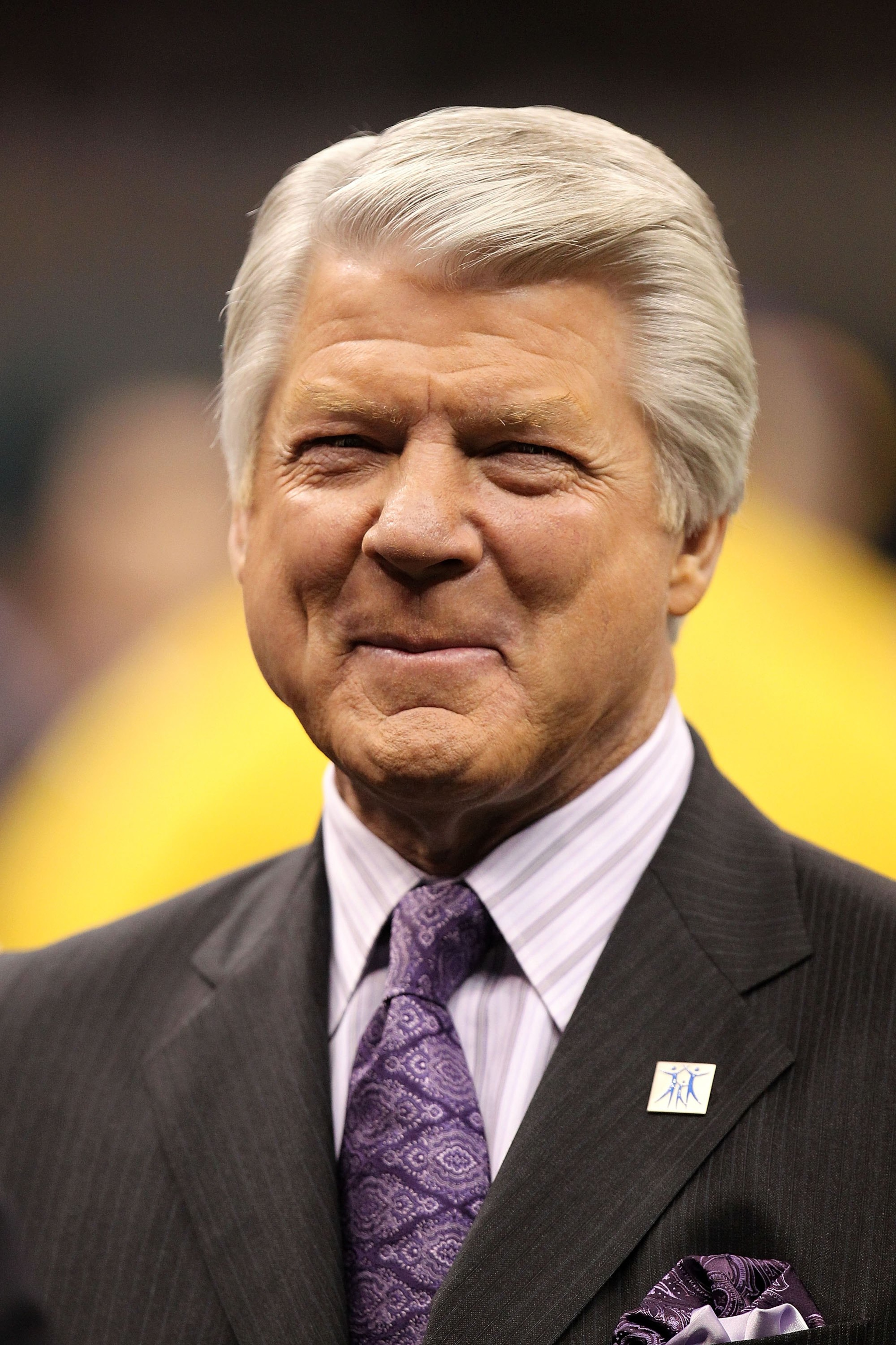 NEW ORLEANS - JANUARY 24: Former NFL coach and current Fox Sports football analyst Jimmy Johnson looks on as the New Orleans Saints play against the Minnesota Vikings during the NFC Championship Game at the Louisiana Superdome on January 24, 2010 in New NEW ORLEANS - JANUARY 24: Former NFL coach and current Fox Sports football analyst Jimmy Johnson looks on as the New Orleans Saints play against the Minnesota Vikings during the NFC Championship Game at the Louisiana Superdome on January 24, 2010 in New