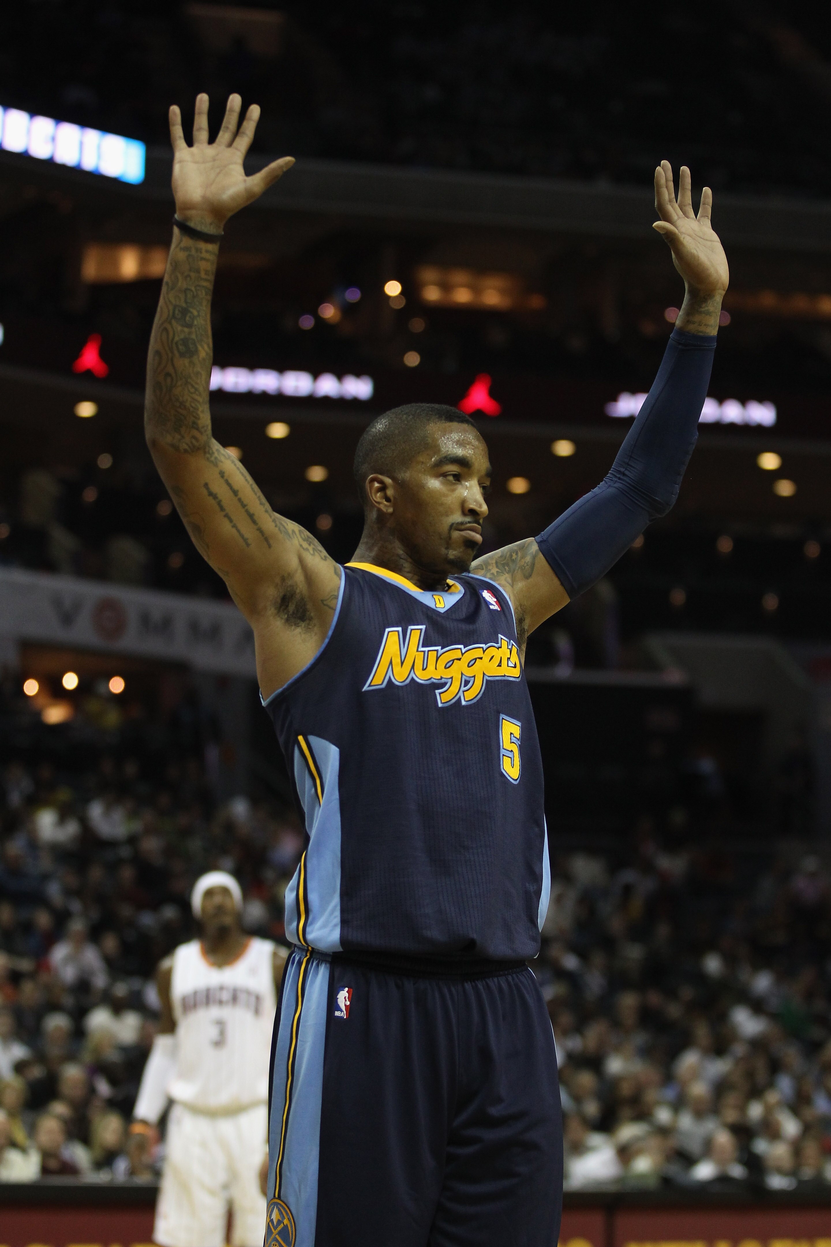 CHARLOTTE, NC - DECEMBER 07:  J.R. Smith #5 of the Denver Nuggets against the Charlotte Bobcats during their game at Time Warner Cable Arena on December 7, 2010 in Charlotte, North Carolina.  NOTE TO USER: User expressly acknowledges and agrees that, by d