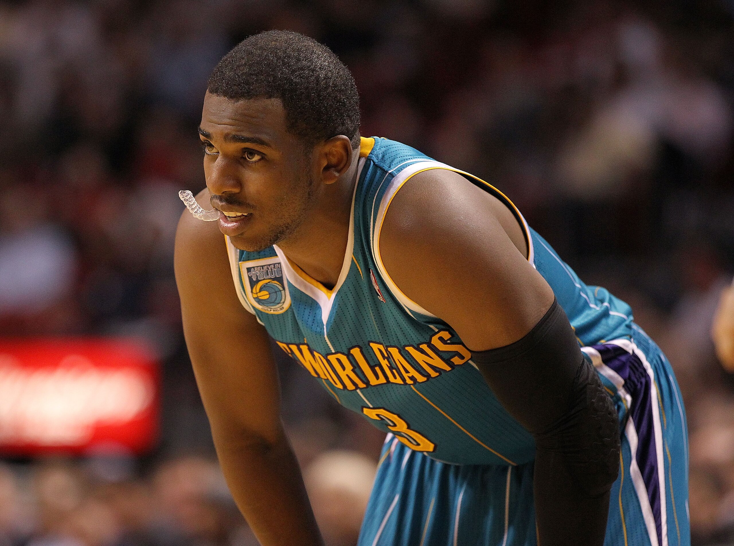 MIAMI, FL - DECEMBER 13: Chris Paul #3 of the New Orleans Hornets waits during a foul shot during a game against the Miami Heat at American Airlines Arena on December 13, 2010 in Miami, Florida. NOTE TO USER: User expressly acknowledges and agrees that, b MIAMI, FL - DECEMBER 13: Chris Paul #3 of the New Orleans Hornets waits during a foul shot during a game against the Miami Heat at American Airlines Arena on December 13, 2010 in Miami, Florida. NOTE TO USER: User expressly acknowledges and agrees that, b