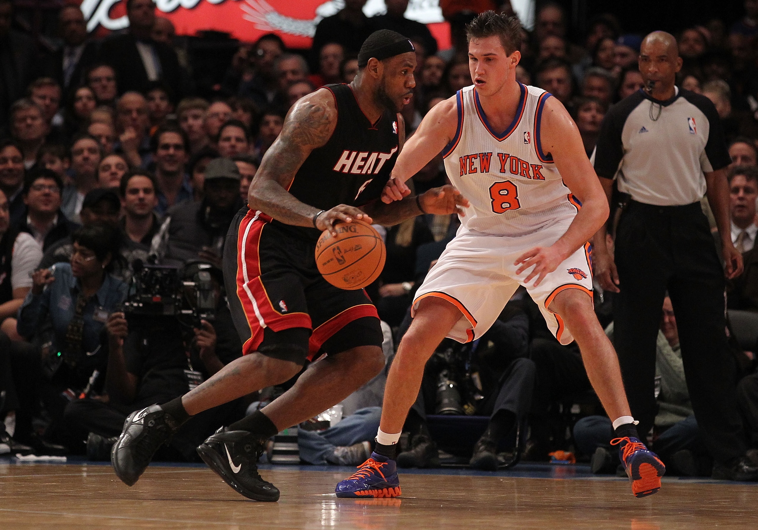 NEW YORK - DECEMBER 17: Danilo Gallinari #8 of the New York Knicks guards LeBron James #6 of the Miami Heat at Madison Square Garden on December 17, 2010 in New York, New York. (Photo by Al Bello/Getty Images) NEW YORK - DECEMBER 17: Danilo Gallinari #8 of the New York Knicks guards LeBron James #6 of the Miami Heat at Madison Square Garden on December 17, 2010 in New York, New York. (Photo by Al Bello/Getty Images)