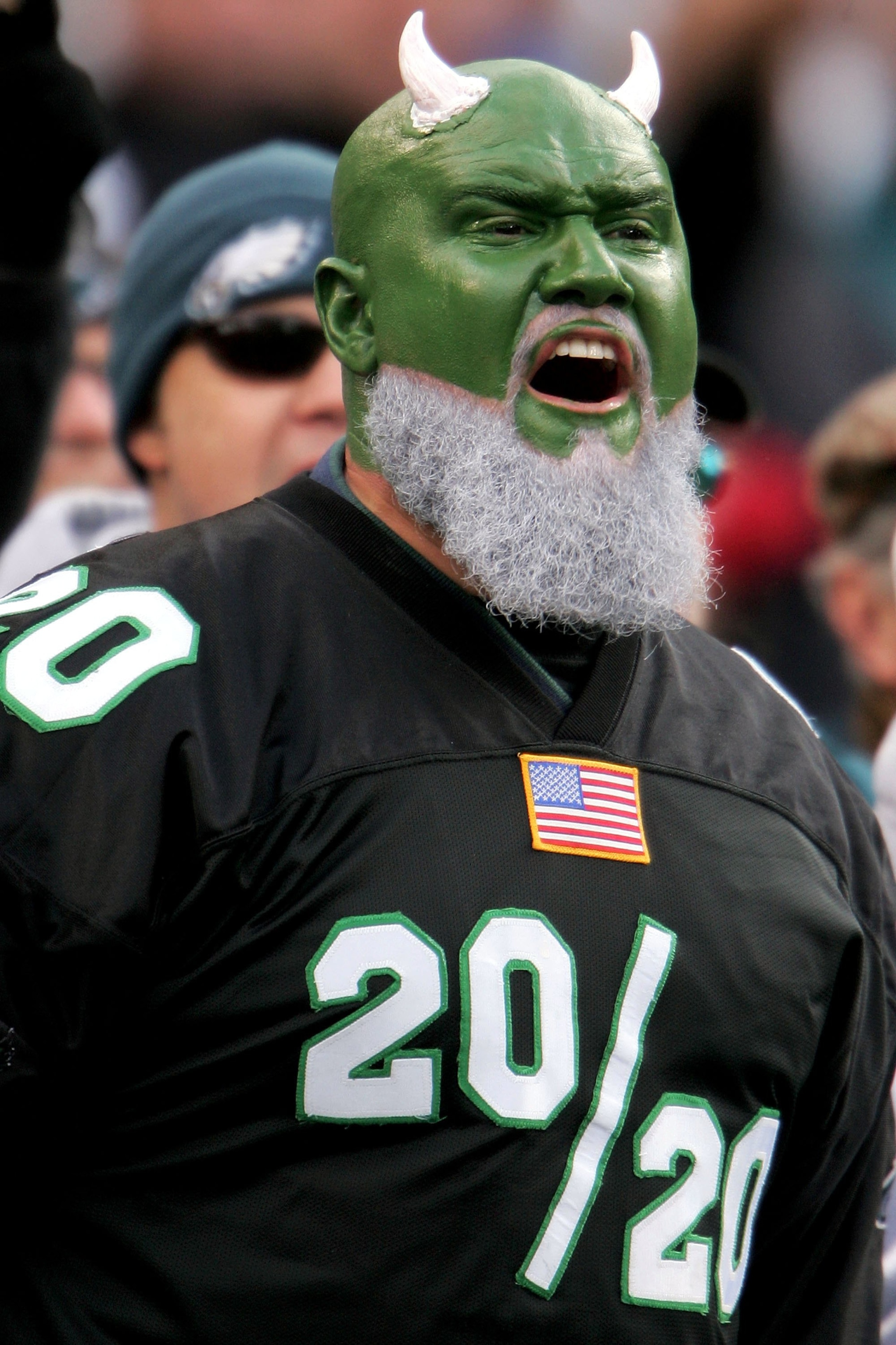 PHILADELPHIA - OCTOBER 29:  A Philadelphia Eagles fan yells at the referee after a decision went in favor of the Jacksonville Jaguars on October 29, 2006 at Lincoln Financial Field in Philadelphia, Pennsylvania. The Jaguars defeated the Eagles 13-6.  (Pho