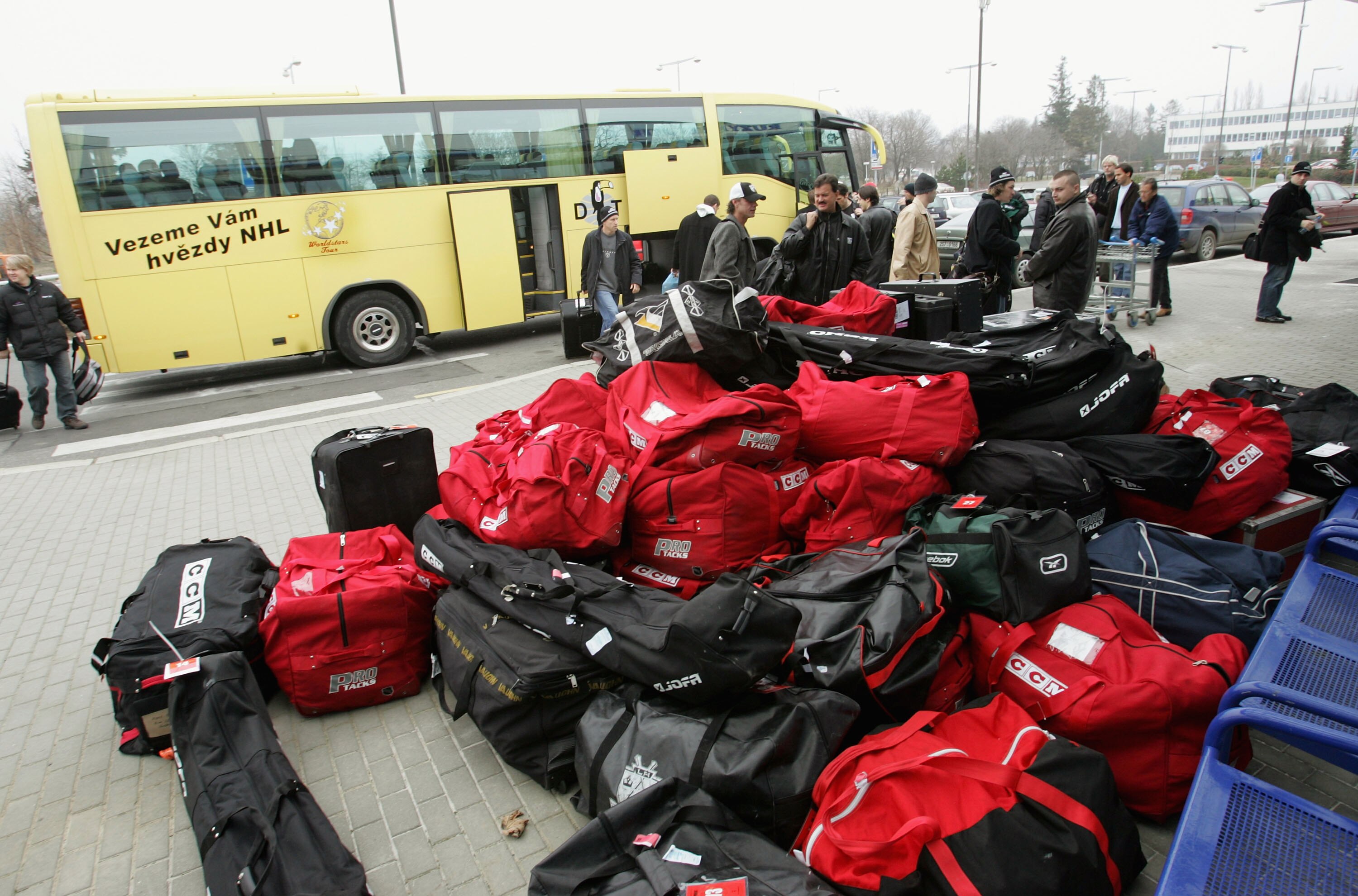 PRAGUE, CZECH REPUBLIC - DECEMBER 14:  The Primus Worldstars load up their baggage in Prague for their trip to Bern, Switzerland, for the next stop on their tour December 14, 2004 in Prague, Czech Republic.  (Photo by Bruce Bennett/Getty Images)