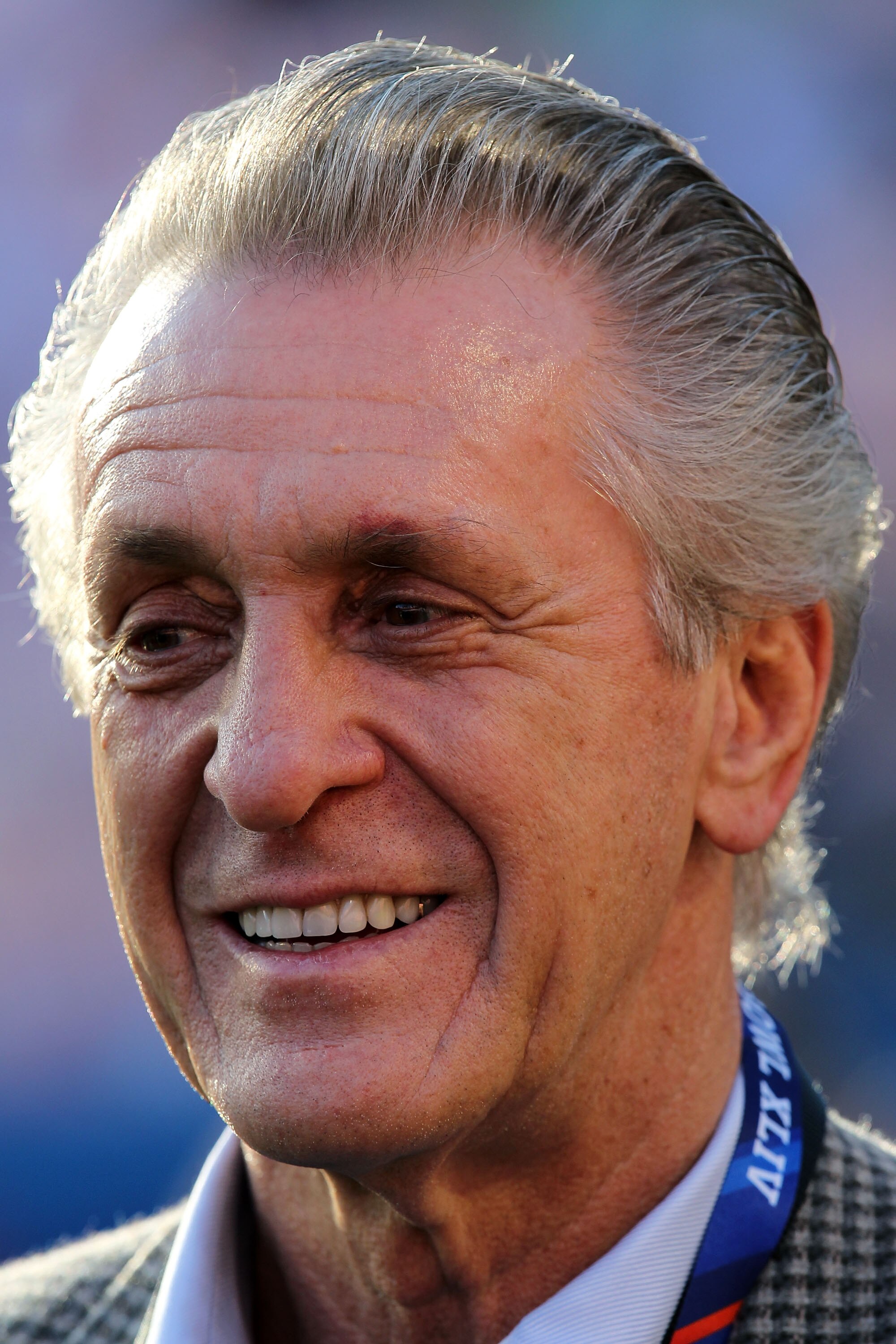 MIAMI GARDENS, FL - FEBRUARY 07:  Miami Heat Team President Pat Riley watches on the sideline prior to the start of Super Bowl XLIV between the Indianapolis Colts and the New Orleans Saints on February 7, 2010 at Sun Life Stadium in Miami Gardens, Florida