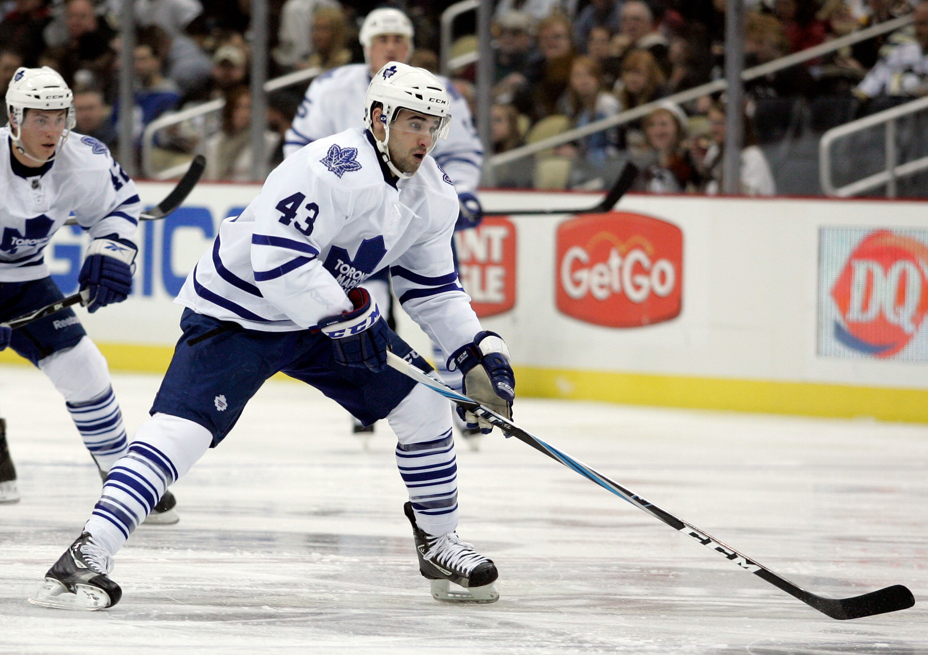 PITTSBURGH, PA - DECEMBER 08:  Nazem Kadri #43 of the Toronto Maple Leafs skates against the Pittsburgh Penguins at Consol Energy Center on December 8, 2010 in Pittsburgh, Pennsylvania.  Penguins defeated the Maple Leafs 5-2.  (Photo by Justin K. Aller/Ge
