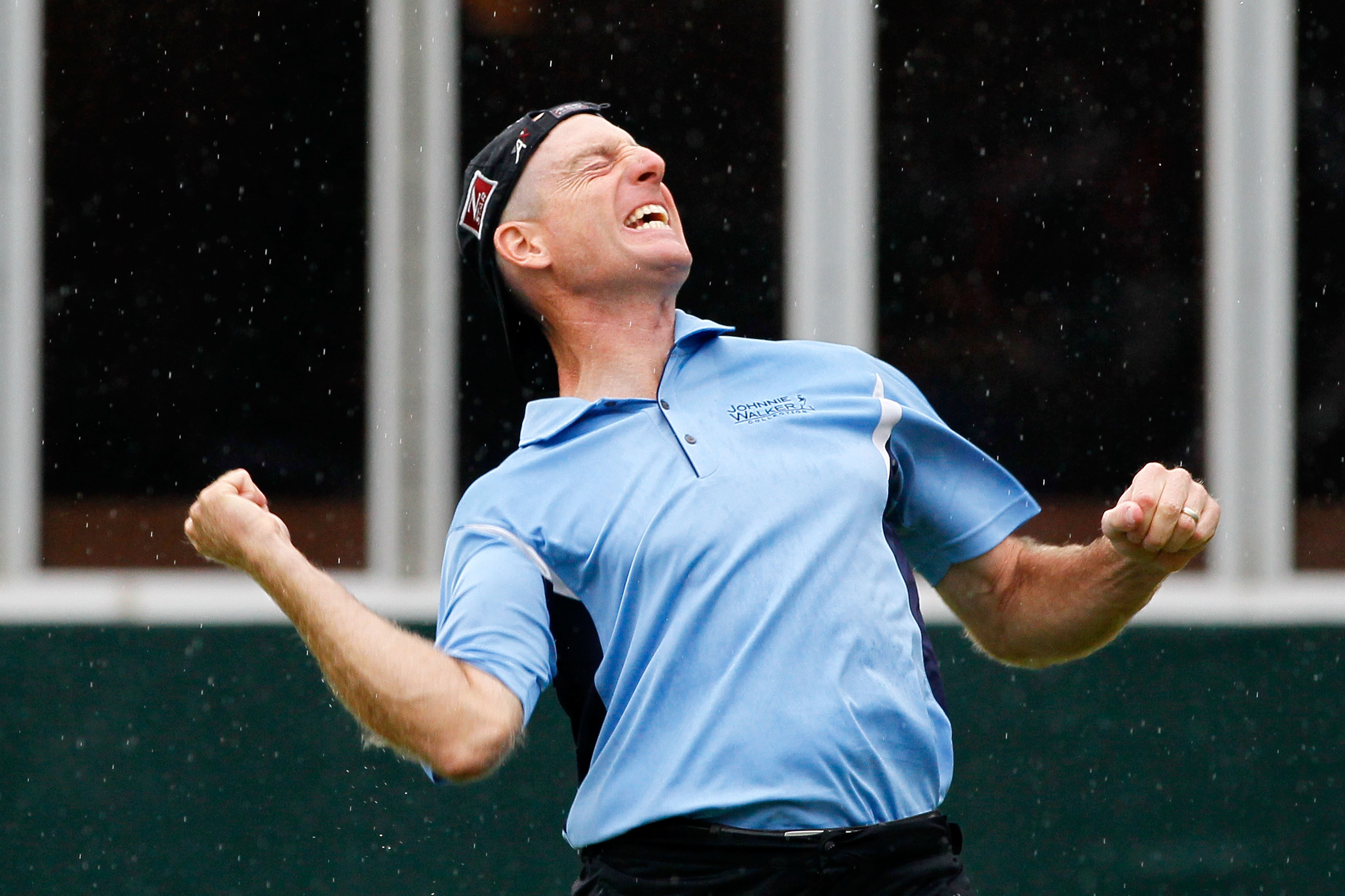 ATLANTA - SEPTEMBER 26:  Jim Furyk celebrates winning the FedExCup and THE TOUR Championship presented by Coca-Cola, the final event of the PGA TOUR Playoffs for the FedExCup, at East Lake Golf Club on September 26, 2010 in Atlanta, Georgia.  (Photo by Ke