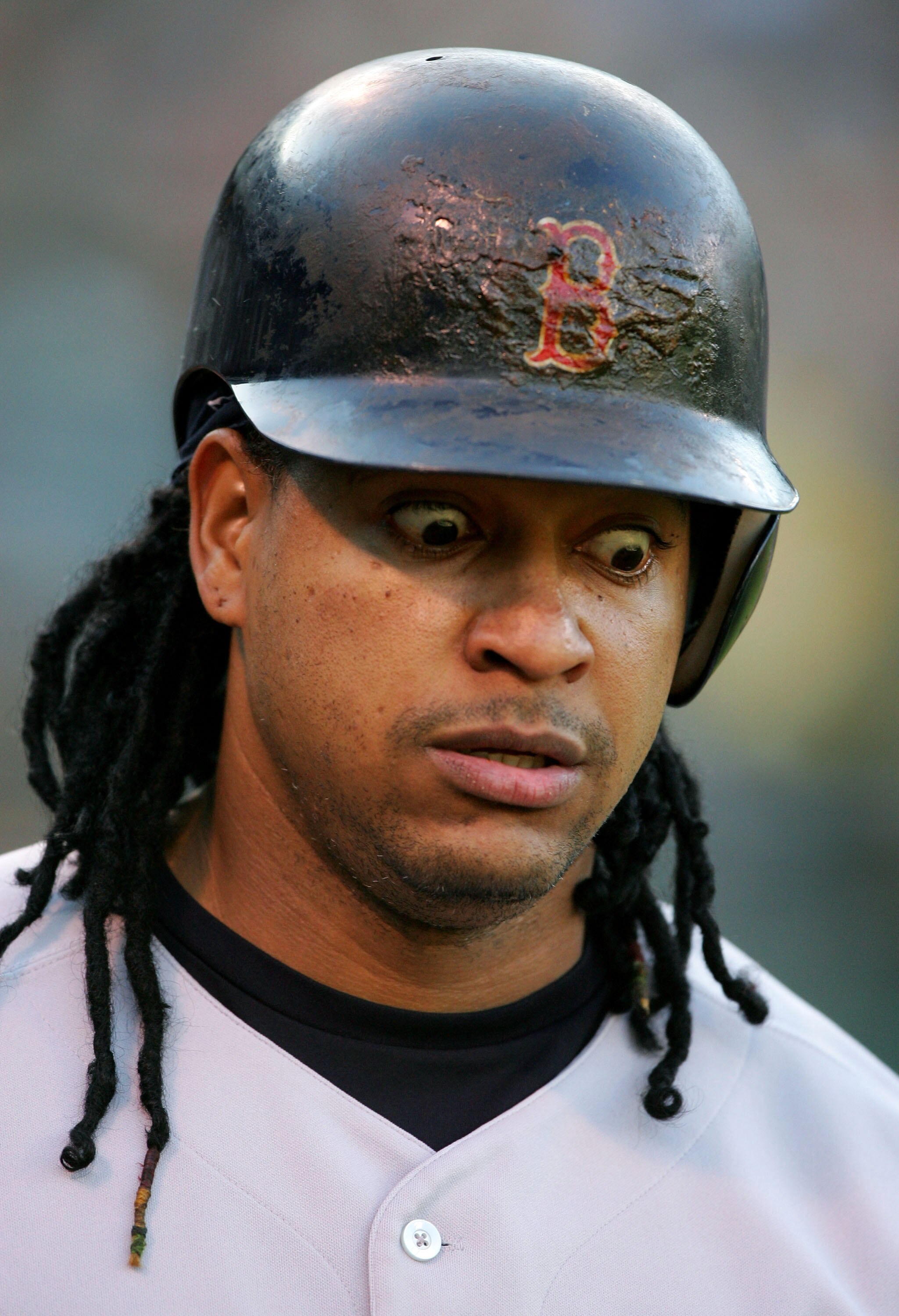 OAKLAND, CA - JUNE 06:  Manny Ramirez #24 of the Boston Red Sox waits to bat against the Oakland Athletics  during a Major League Baseball game on June 6, 2007 at McAfee Coliseum in Oakland, California.  (Photo by Jed Jacobsohn/Getty Images)