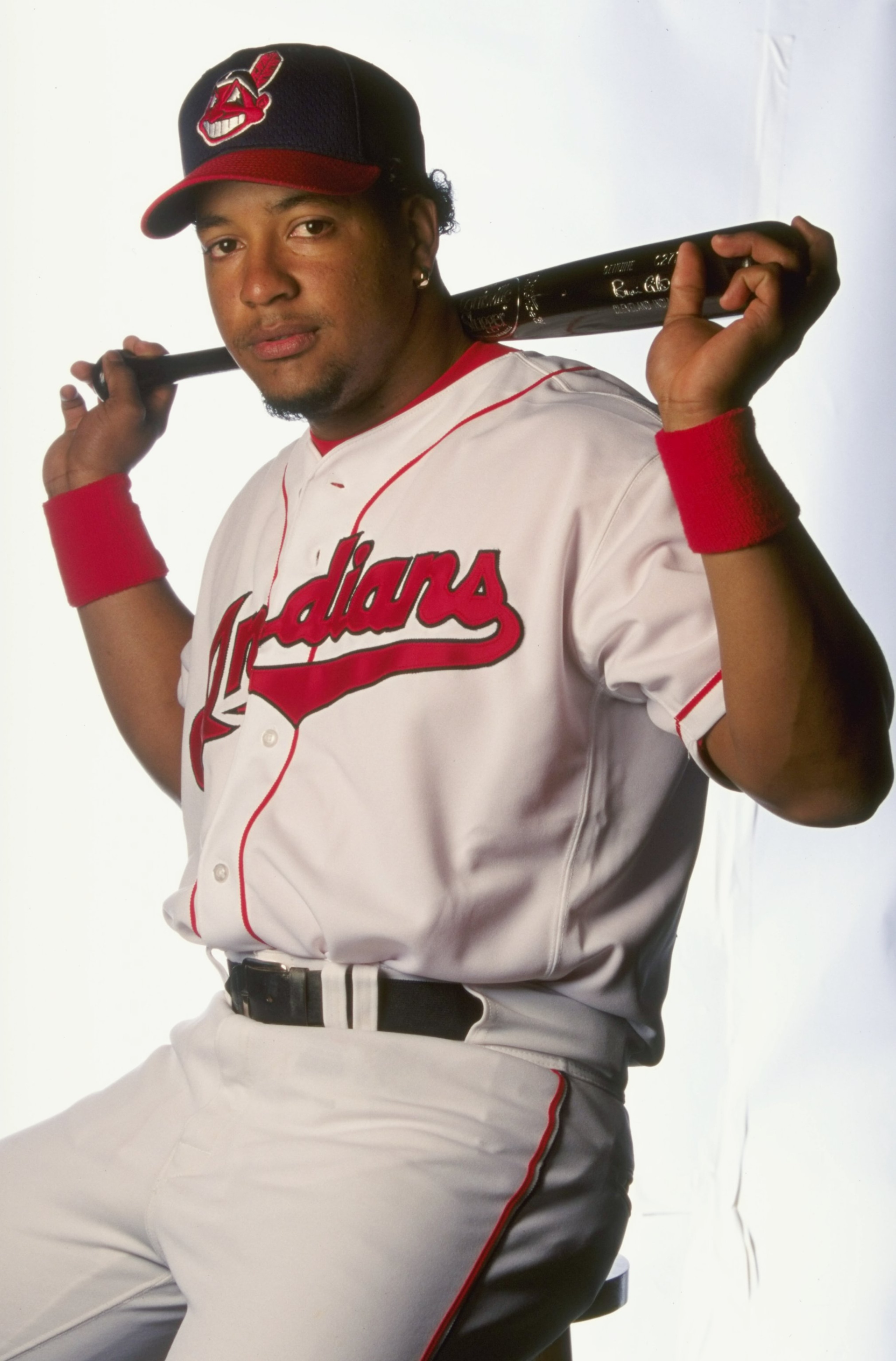 4 Mar 1999:  Outfielder Manny Ramirez #24 of the Cleveland Indians poses for a studio portrait on Photo Day during Spring Training at the Chain of Lakes Park in Winter Haven, Florida. Mandatory Credit: Vincent Laforet  /Allsport