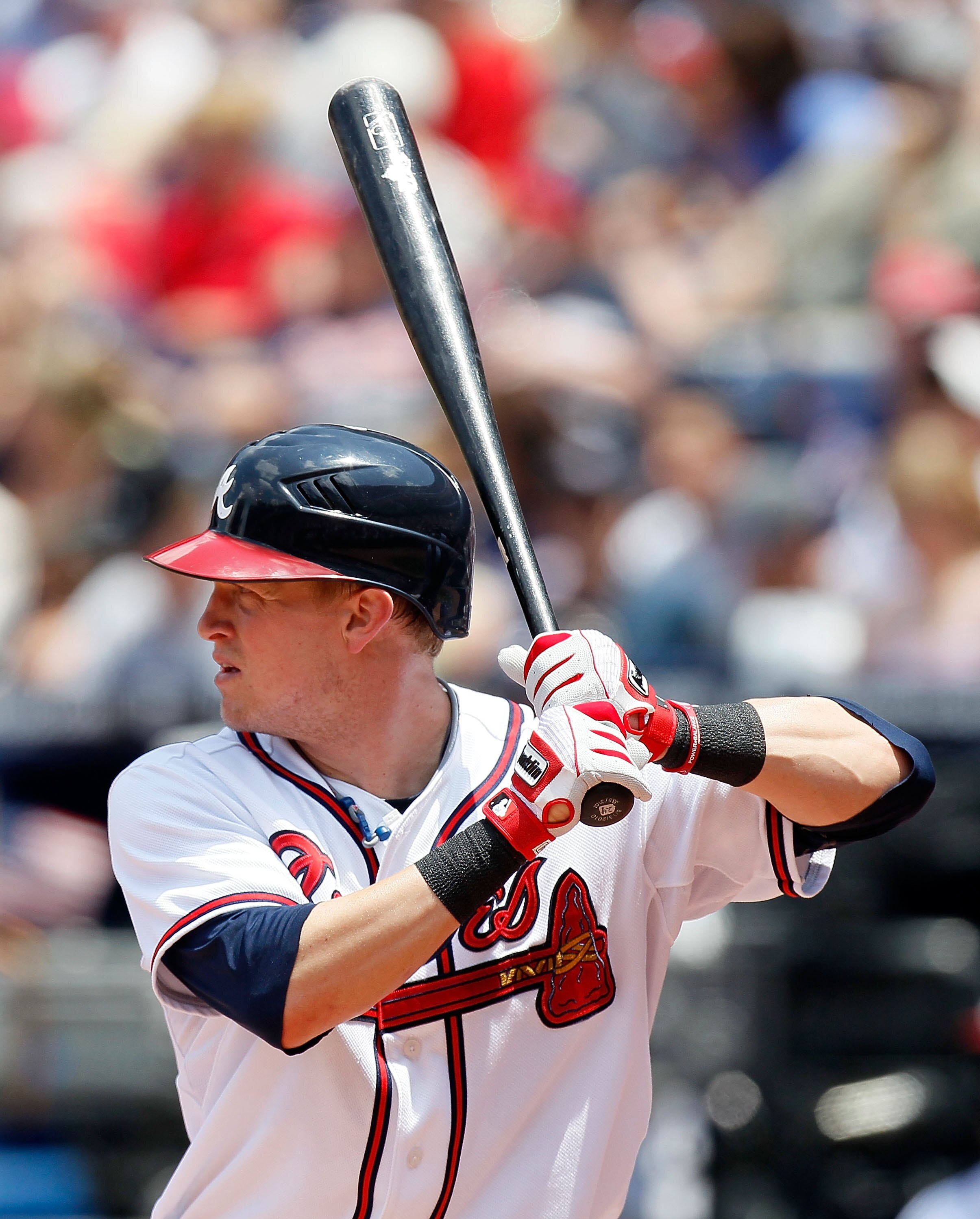 ATLANTA - MAY 31:  Nate McLouth #24 of the Atlanta Braves against the Philadelphia Phillies at Turner Field on May 31, 2010 in Atlanta, Georgia.  (Photo by Kevin C. Cox/Getty Images)