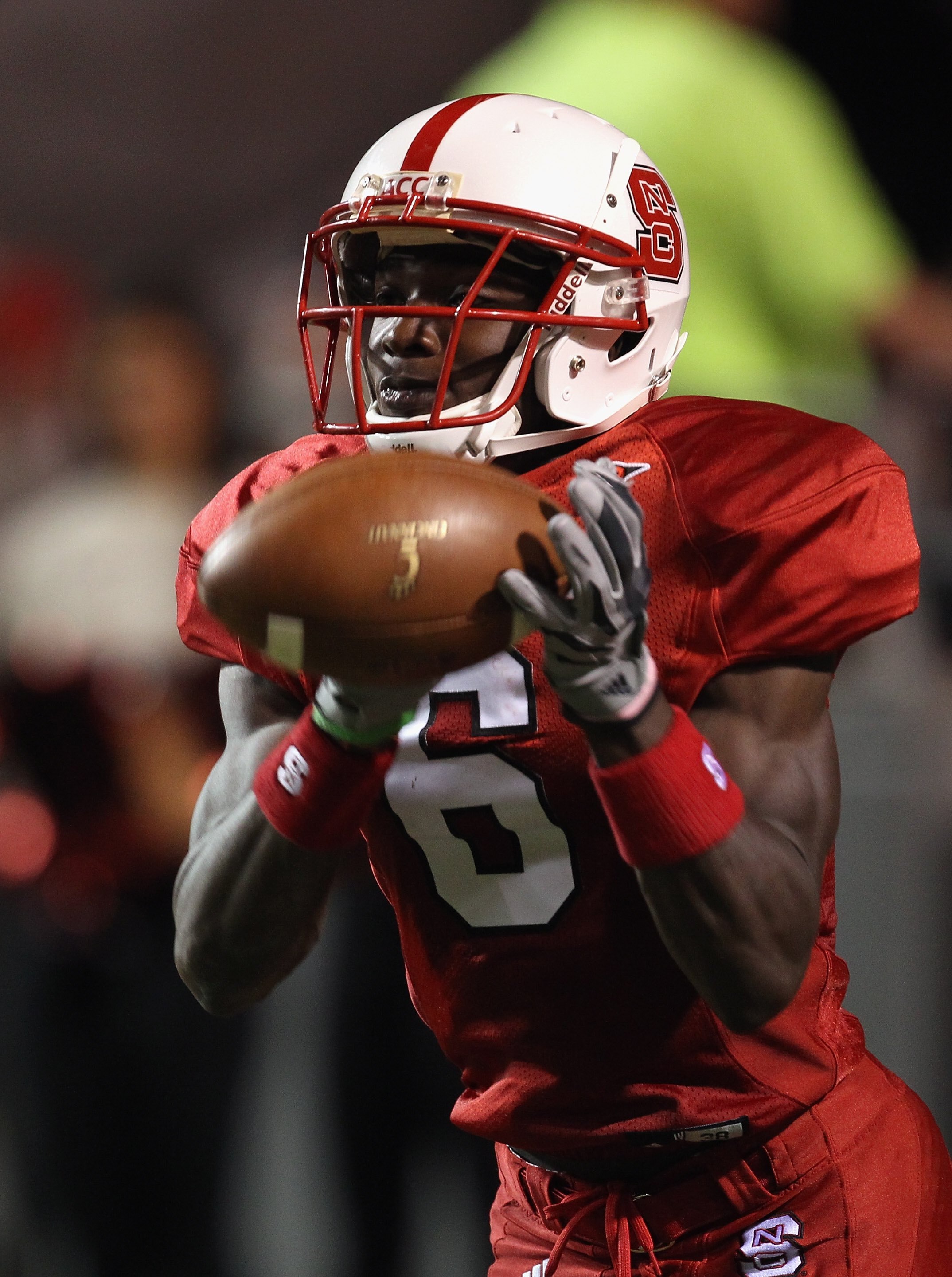 RALEIGH, NC - SEPTEMBER 16:  T.J. Graham #6 of the North Carolina State Wolfpack during their game at Carter-Finley Stadium on September 16, 2010 in Raleigh, North Carolina.  (Photo by Streeter Lecka/Getty Images)
