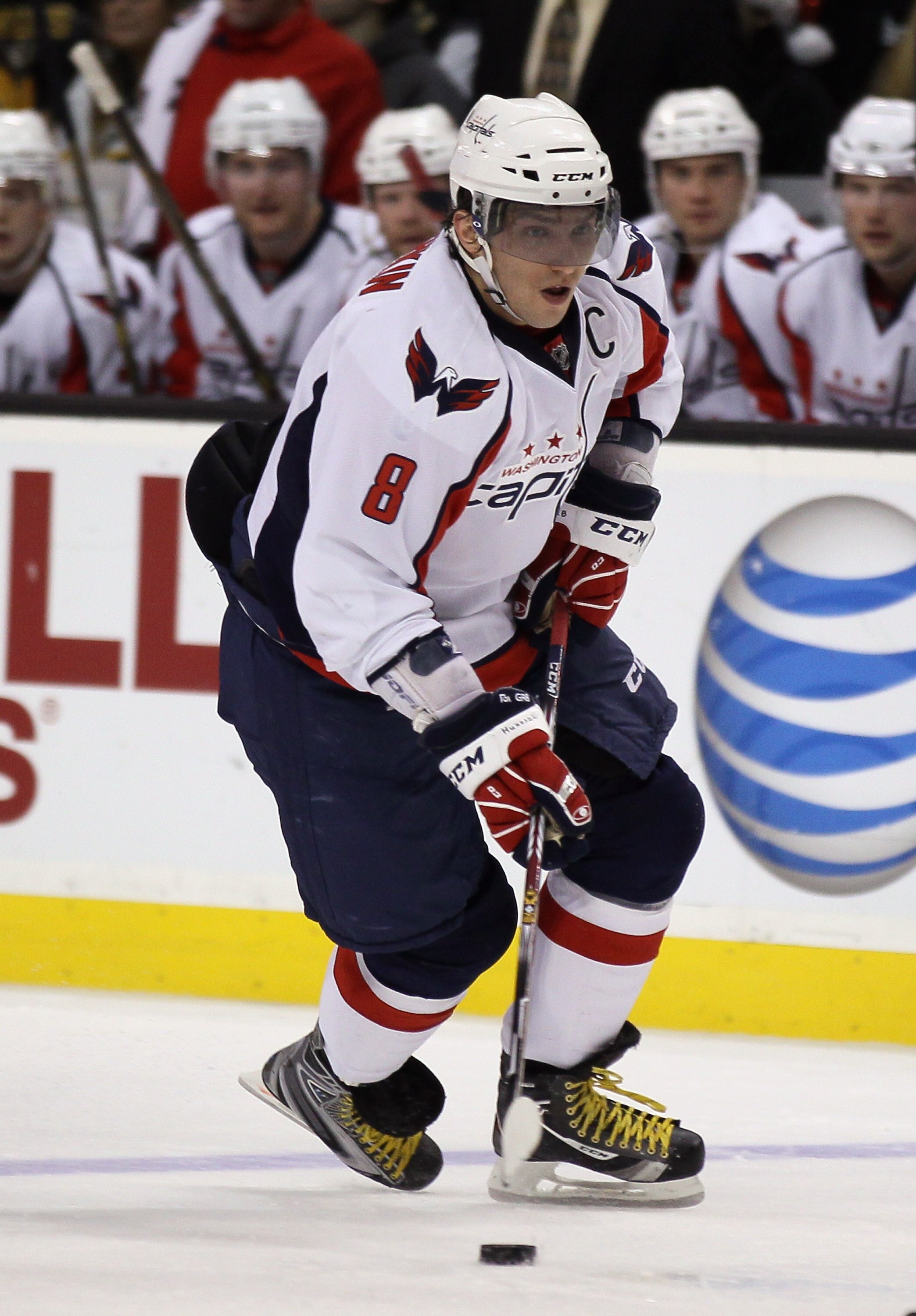 BOSTON, MA - DECEMBER 18:  Alex Ovechkin #8 of the Washington Captials heads for the net in the second period against the Boston Bruins on December 18, 2010 at the TD Garden in Boston, Massachusetts.  (Photo by Elsa/Getty Images)