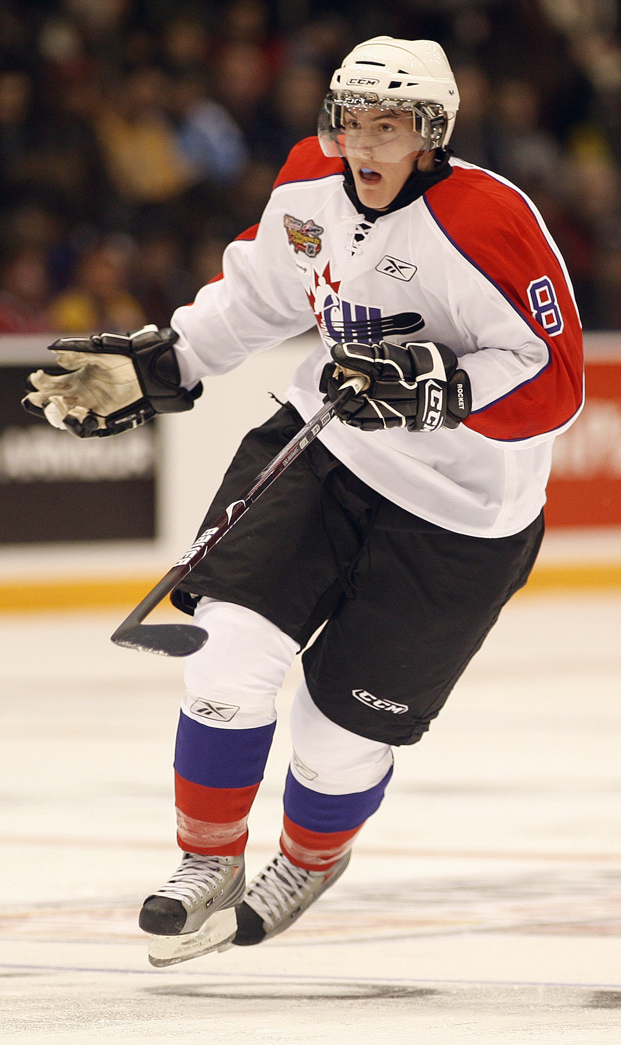 OSHAWA, ON - JANUARY 14:  Tyson Barrie #8 of Team Cherry skates in the 2009 Home Hardware CHL/NHL Top Prospects Game against Team Orr on Wednesday January 14, 2009 at the General Motors Centre in Oshawa, Ontario. Team Orr defeated Team Cherry 6-1. (Photo
