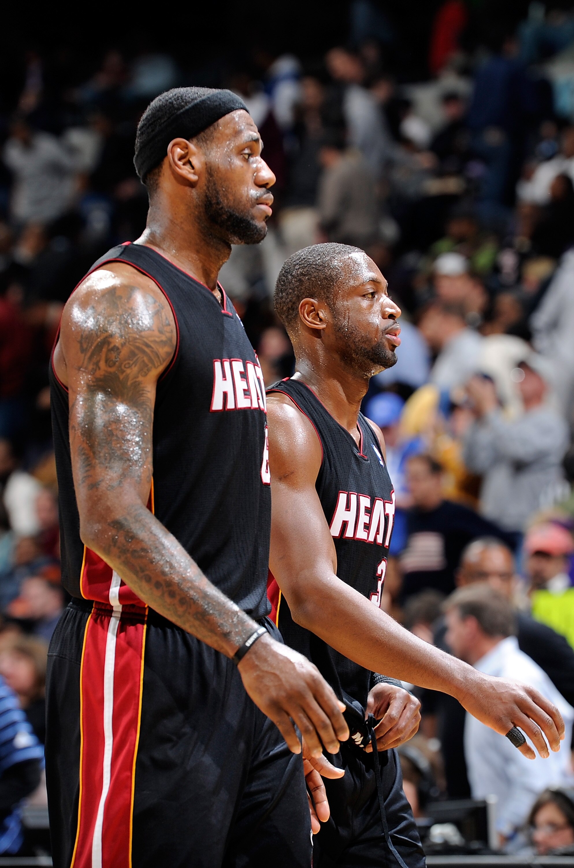 WASHINGTON, DC - DECEMBER 18: LeBron James #6 and Dwyane Wade #3 of the Miami Heat walk to the bench during the game against the Washington Wizards at the Verizon Center on December 18, 2010 in Washington, DC. NOTE TO USER: User expressly acknowledges an WASHINGTON, DC - DECEMBER 18: LeBron James #6 and Dwyane Wade #3 of the Miami Heat walk to the bench during the game against the Washington Wizards at the Verizon Center on December 18, 2010 in Washington, DC. NOTE TO USER: User expressly acknowledges an